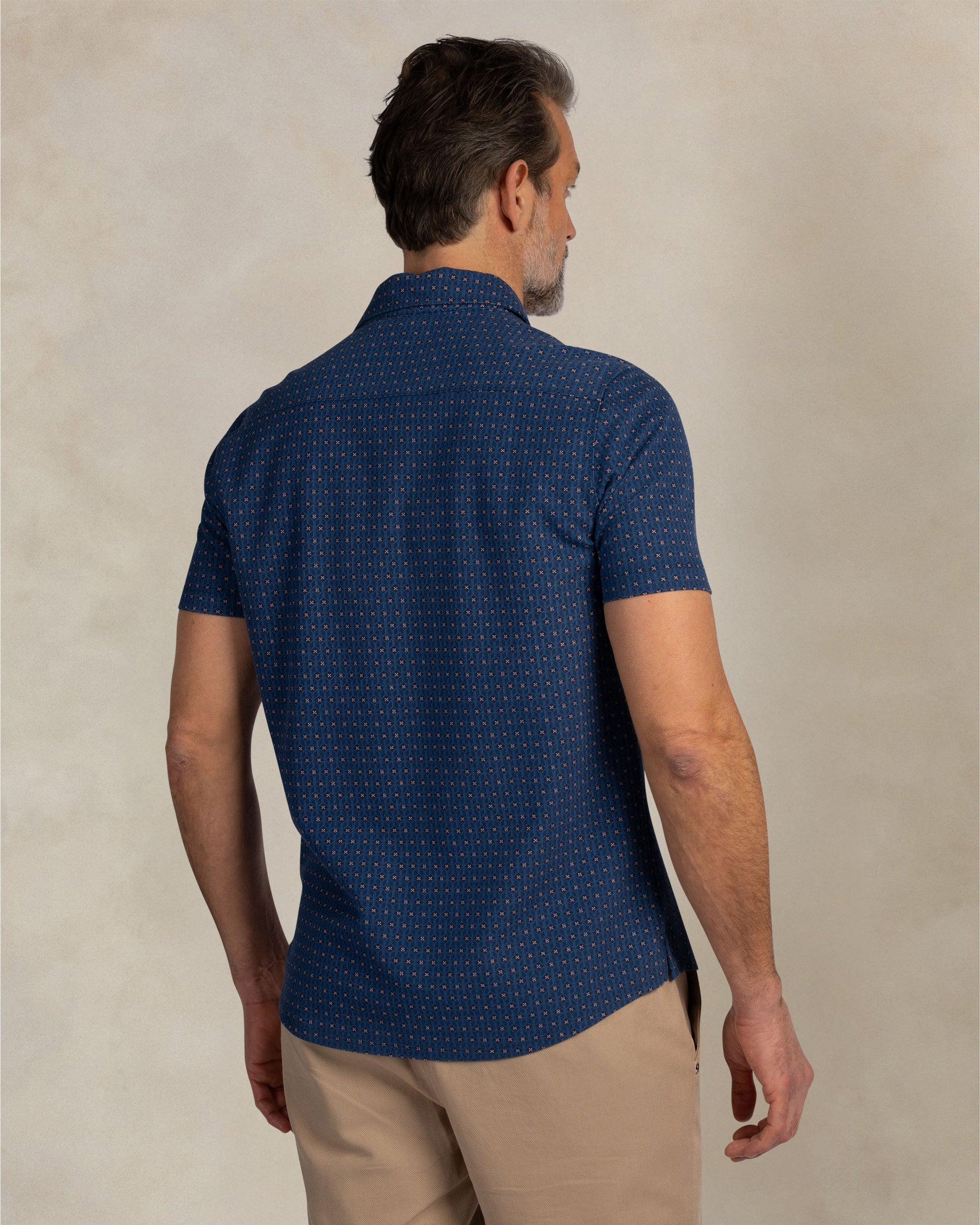 Camisa piqué azul oscuro de manga corta Camisa piqué azul oscuro de manga corta