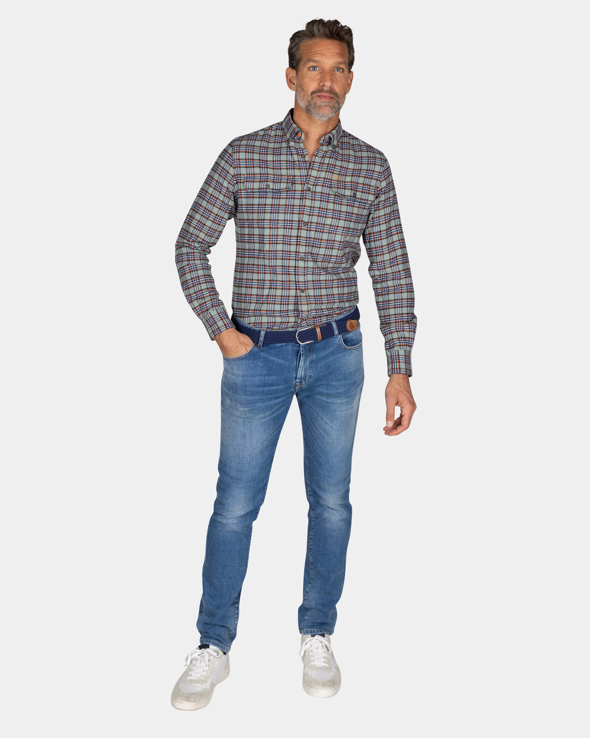 Green red checked shirt - Pebble Green Green red checked shirt - Pebble Green