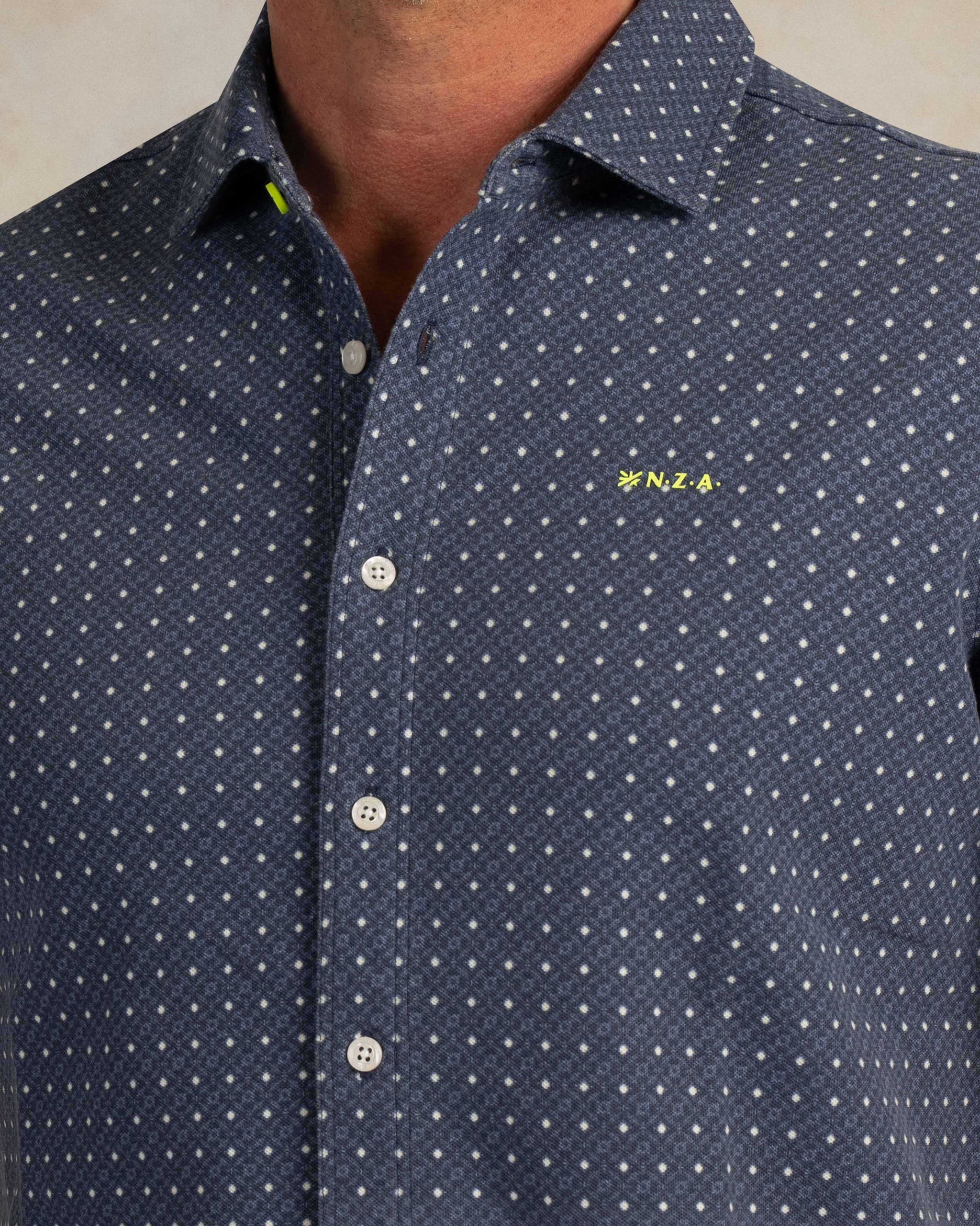 Blaues Baumwollhemd mit Print Blaues Baumwollhemd mit Print