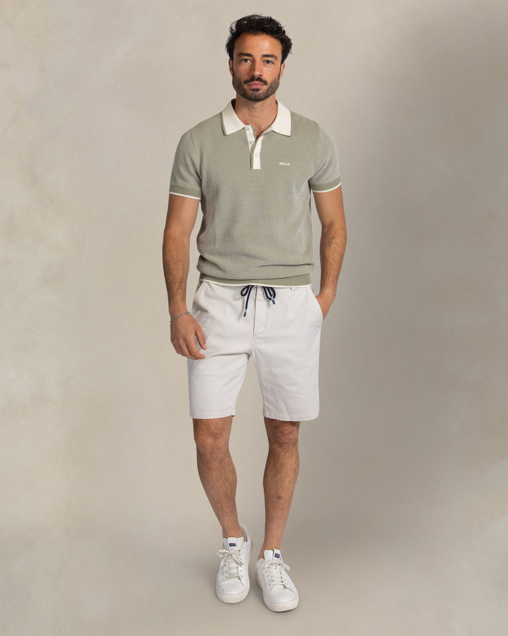 Green knitted cotton polo Green knitted cotton polo