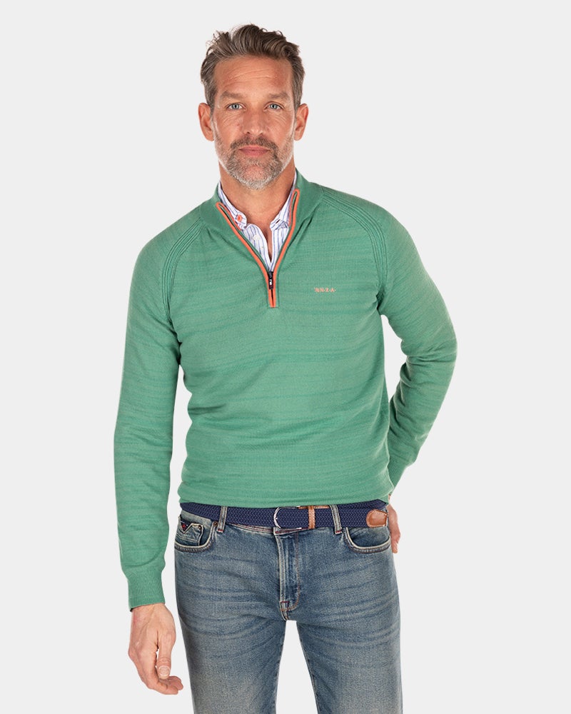 Solid coloured cotton jumper - Amazon Green