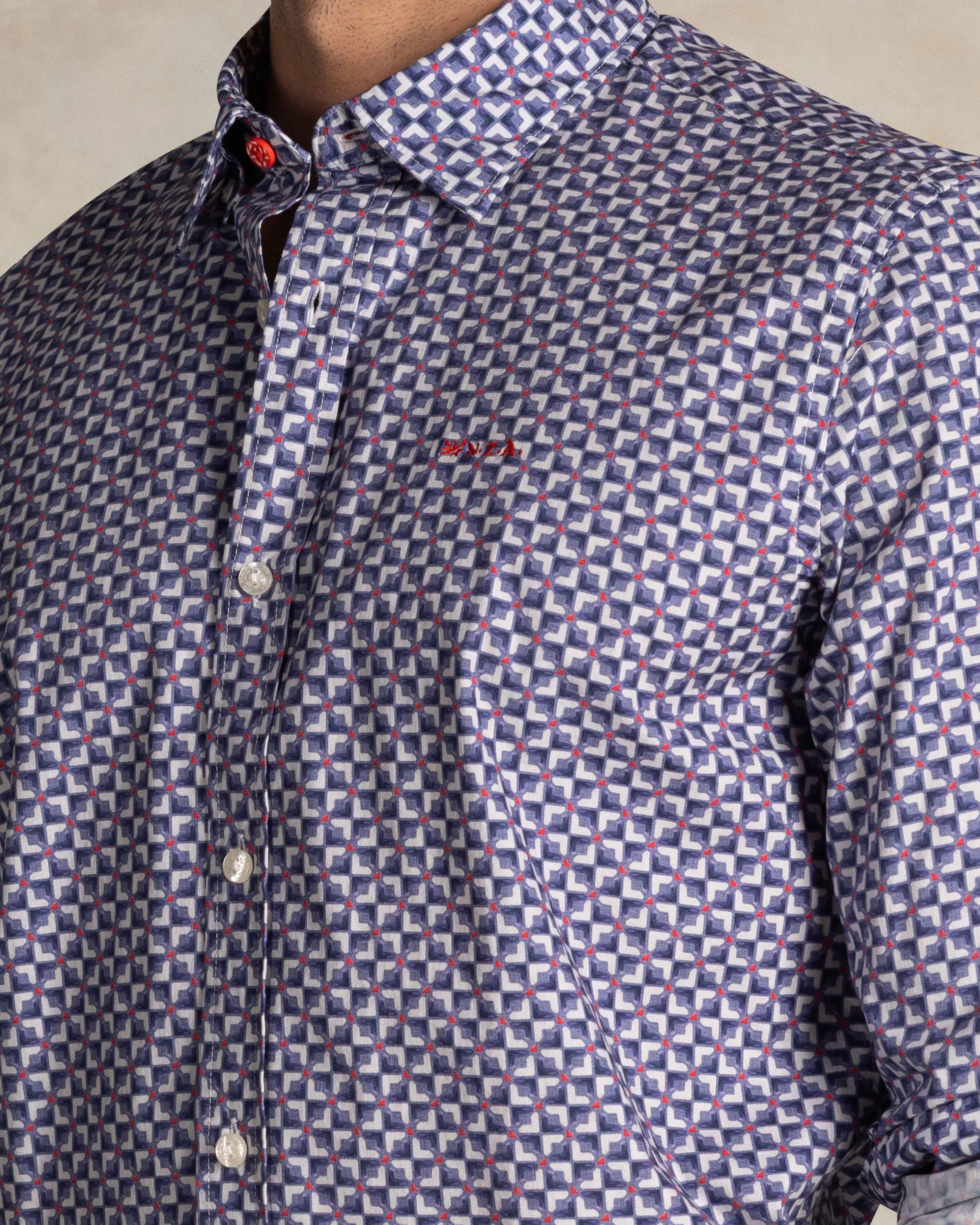 Blauw katoenen overhemd stretch Blauw katoenen overhemd stretch