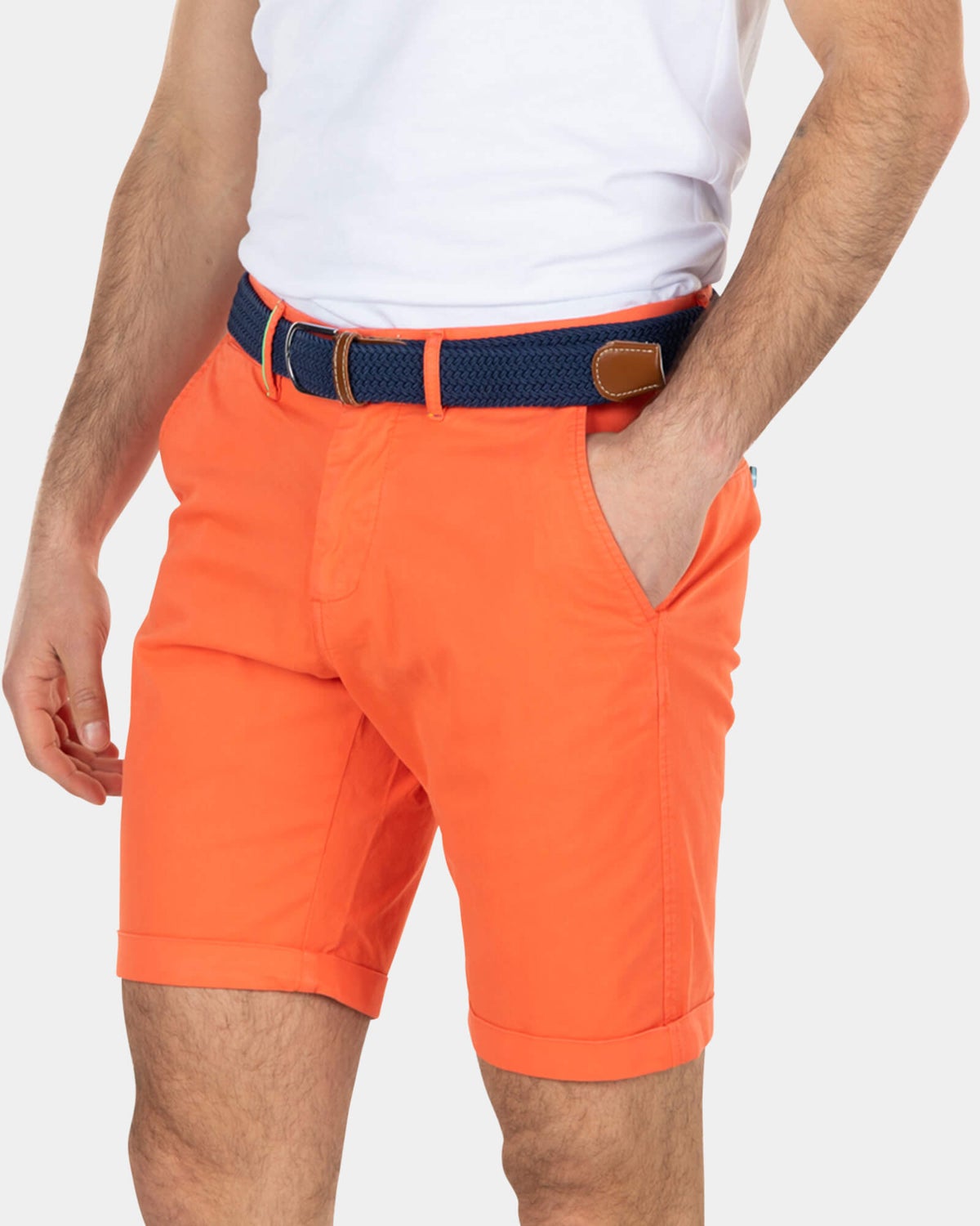 Cotton stretch chino shorts - Burned Orange