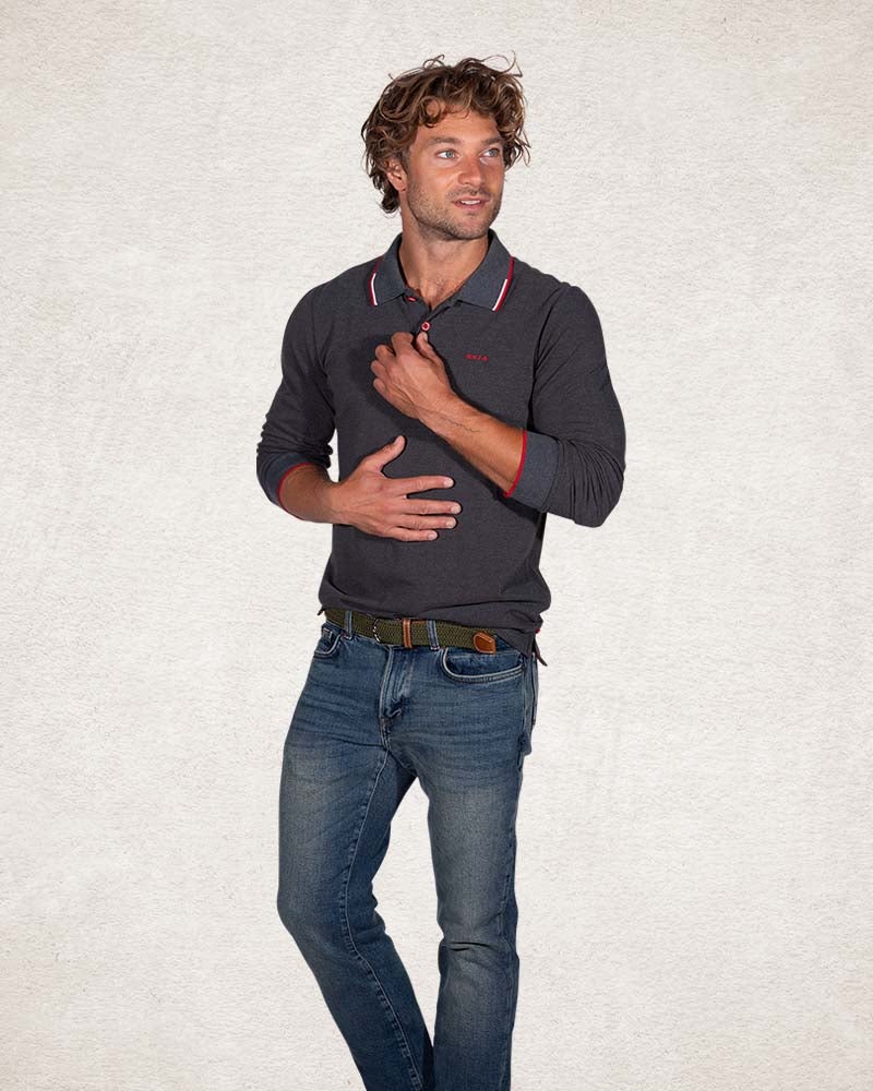 Plain cotton rugby shirt - Smoked Green Plain cotton rugby shirt - Smoked Green