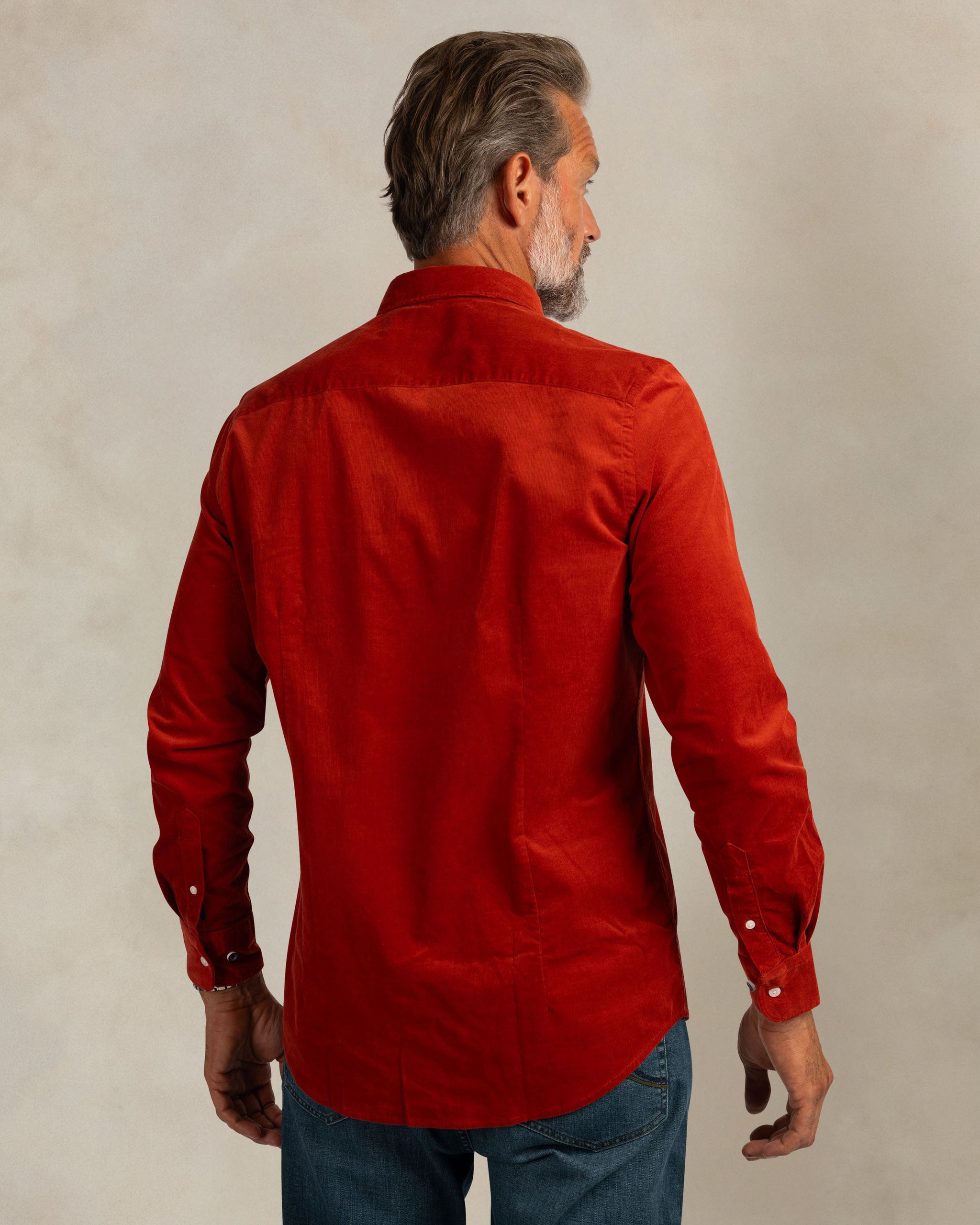Chemise stretch en velours orange Chemise stretch en velours orange