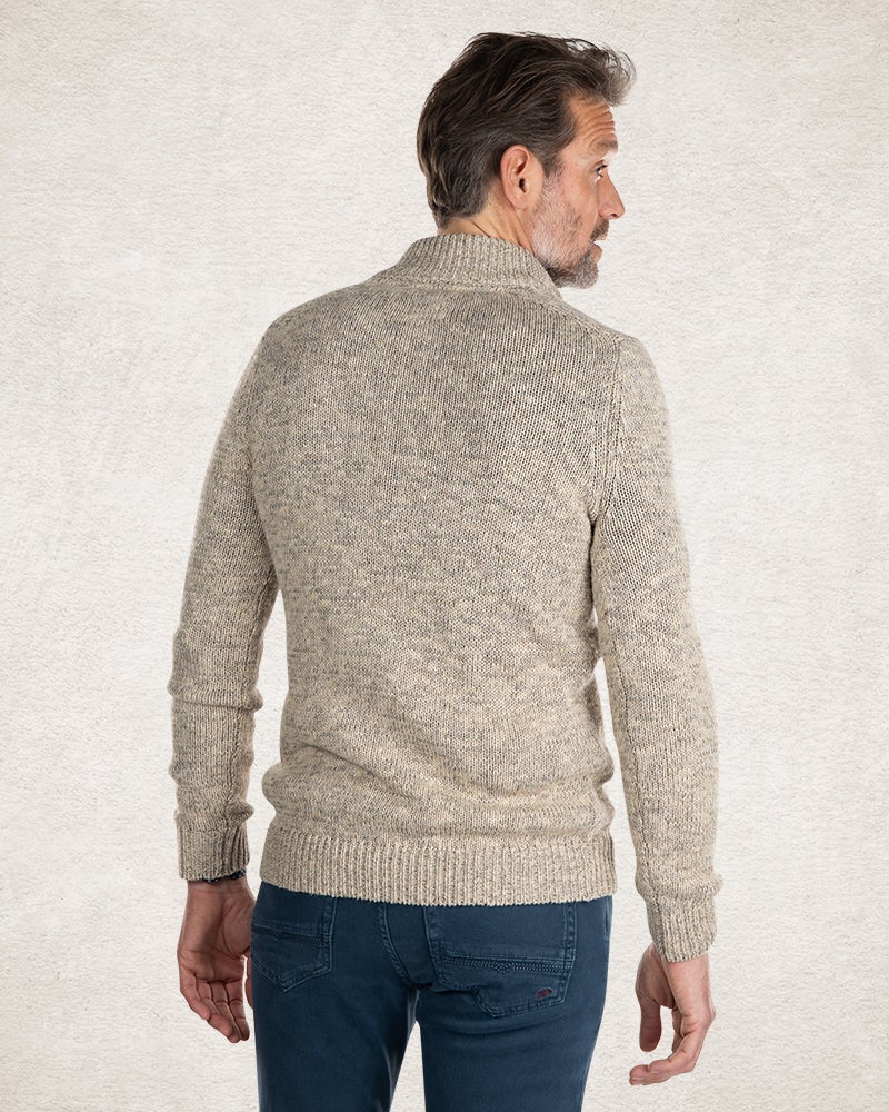 Beige cotton half zip pullover - Sahara Sand Beige cotton half zip pullover - Sahara Sand