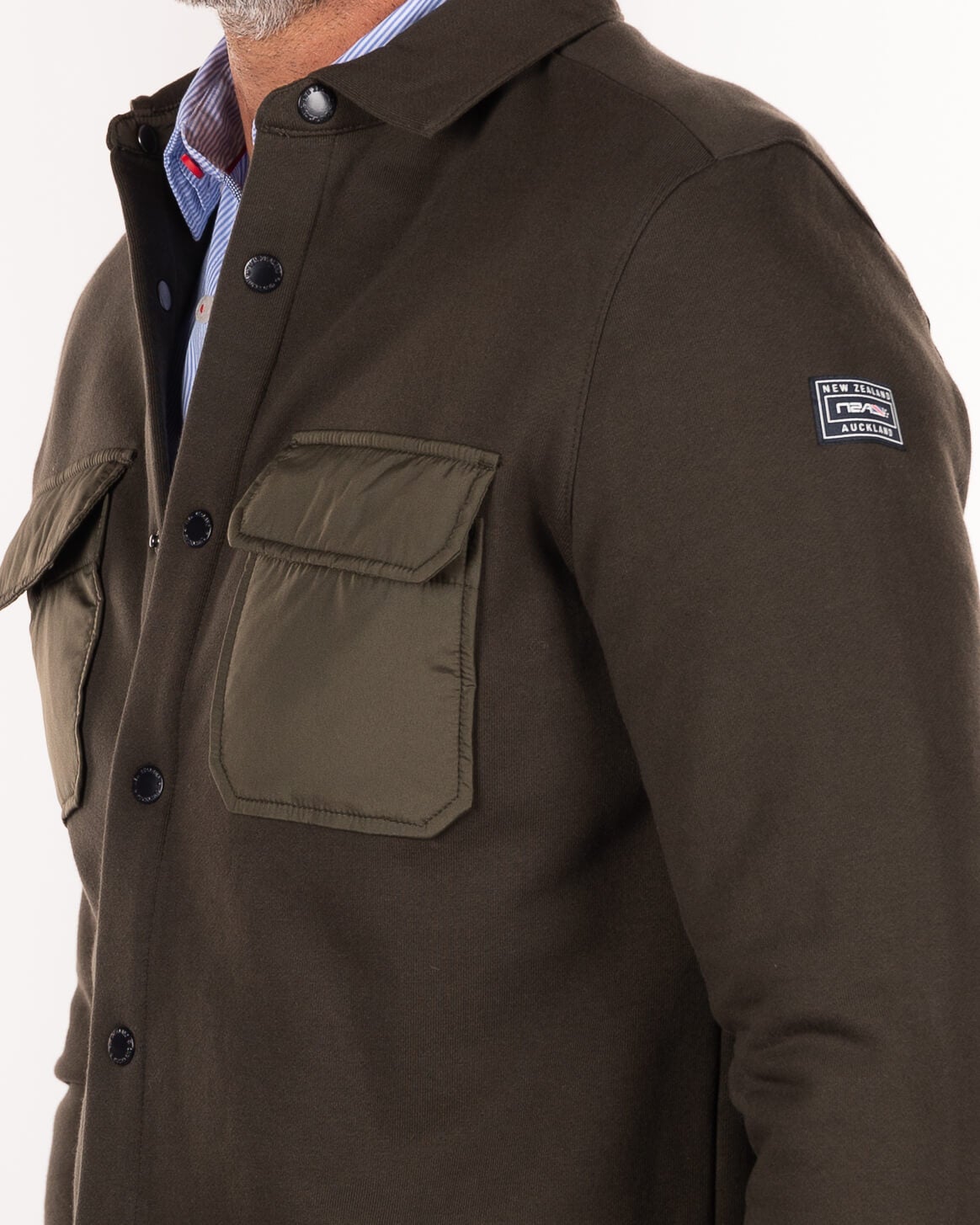 Overshirt van katoen fleece - Smoked Green Overshirt van katoen fleece - Smoked Green