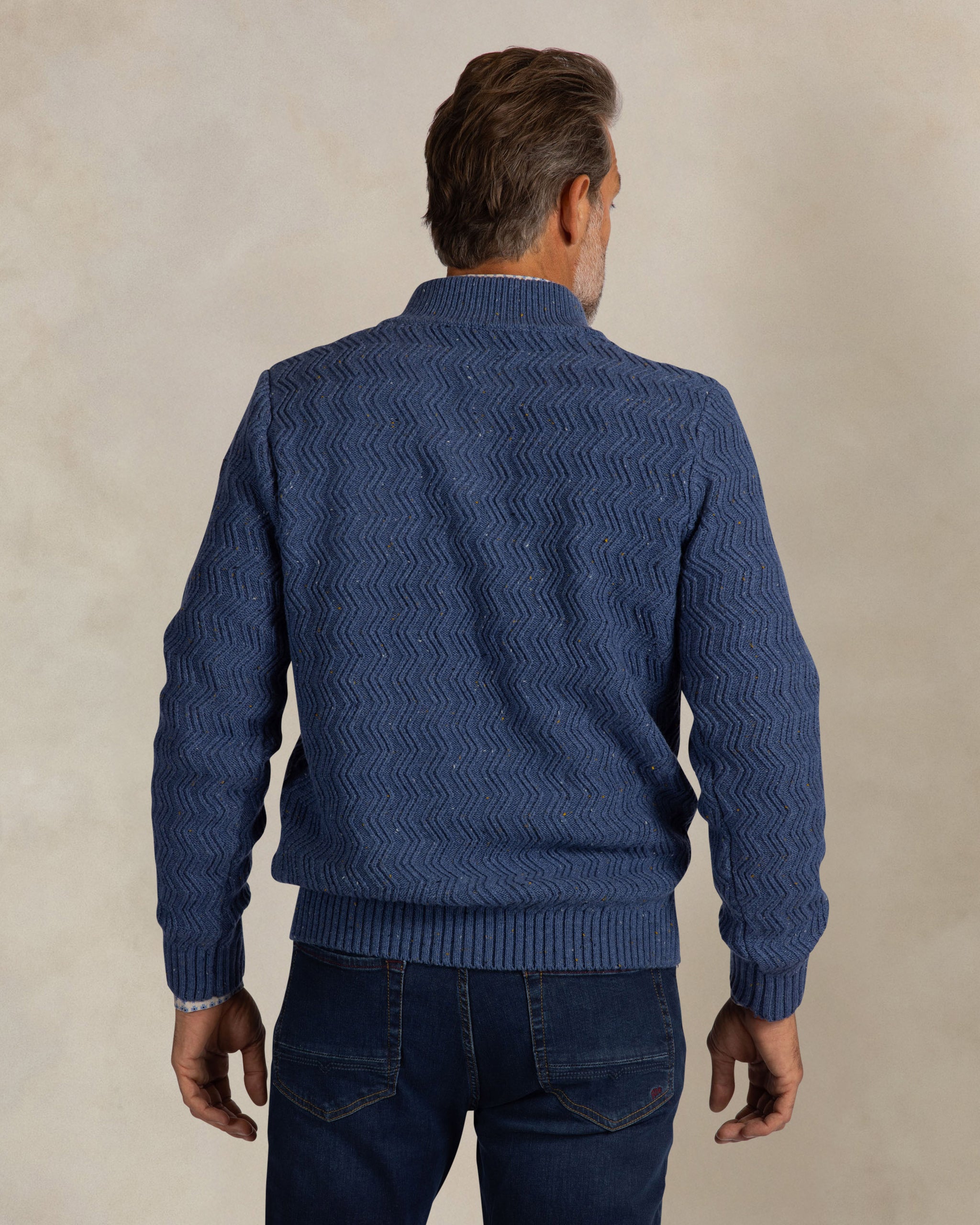Blue wool chevron quarter zip pullover Blue wool chevron quarter zip pullover