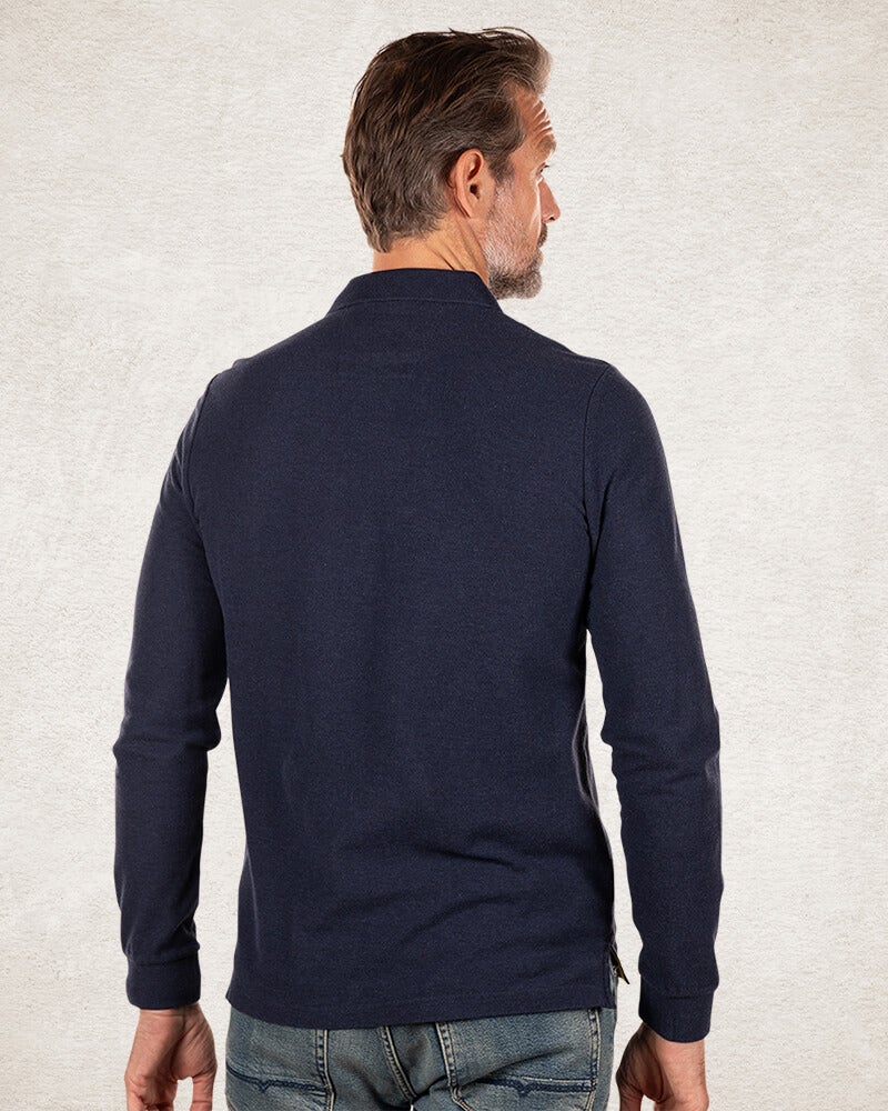 Solid coloured cotton rugby shirt - Charcoal Navy