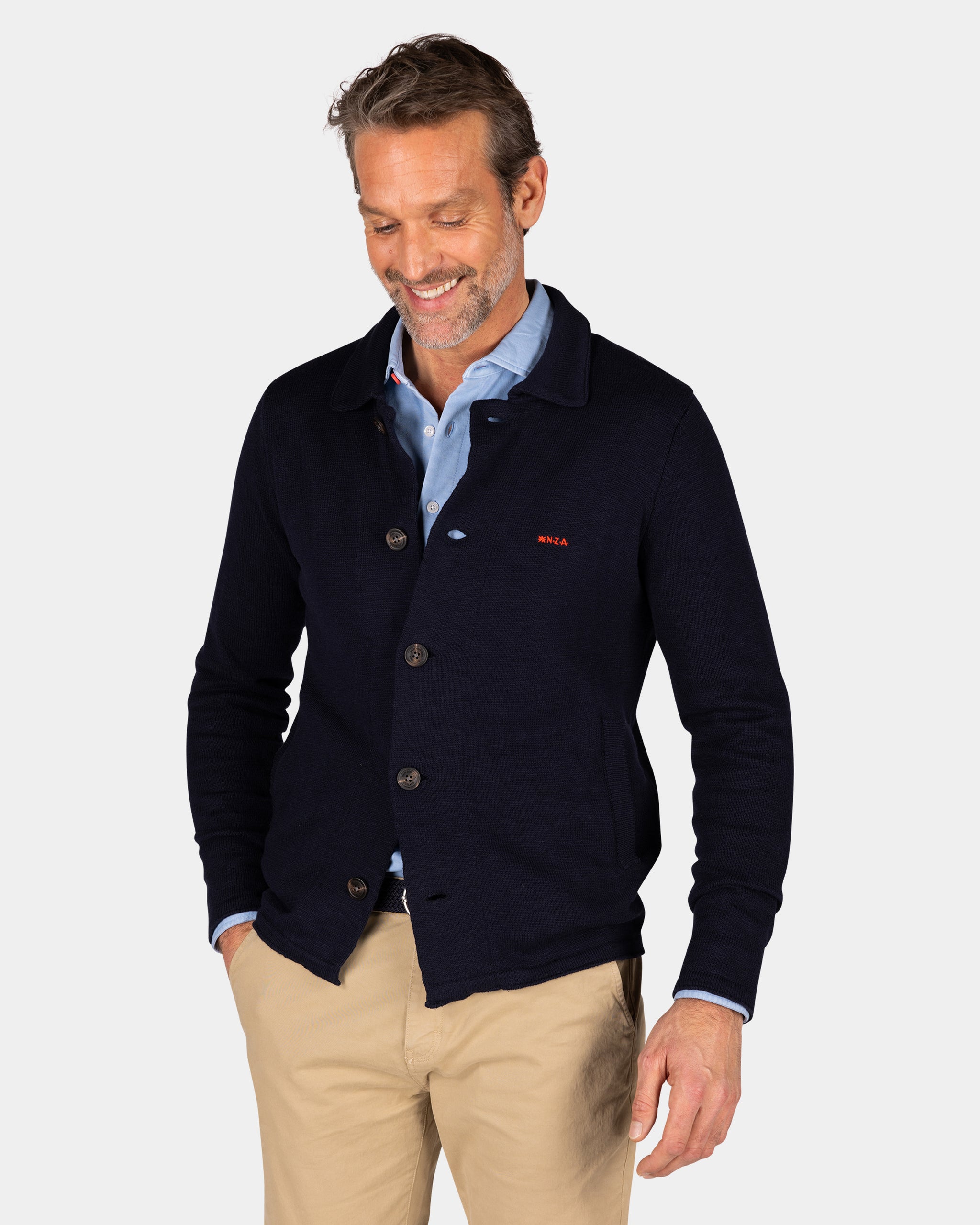 Donkerblauw katoenen overshirt Donkerblauw katoenen overshirt