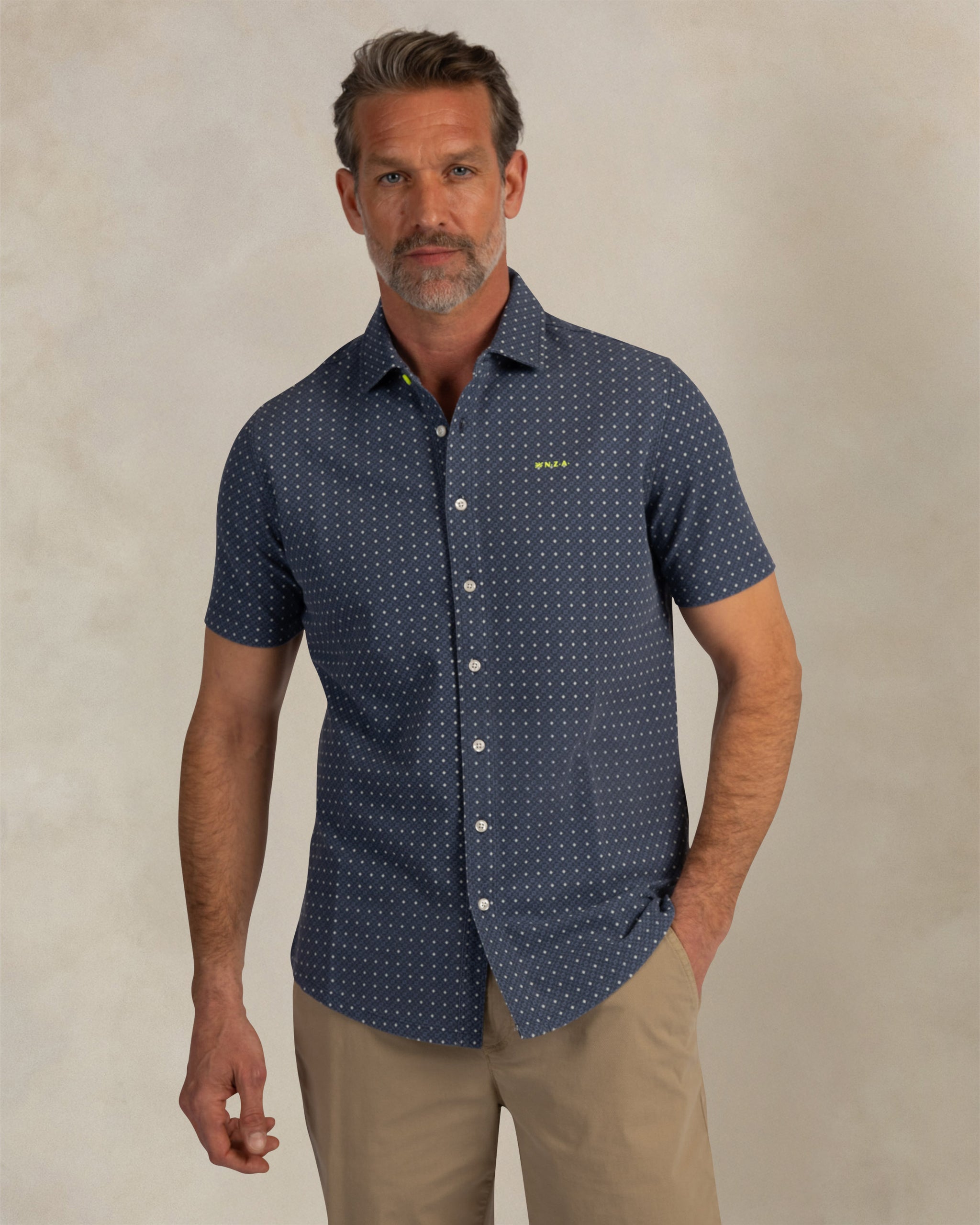 Blaues Baumwollhemd mit Print Blaues Baumwollhemd mit Print