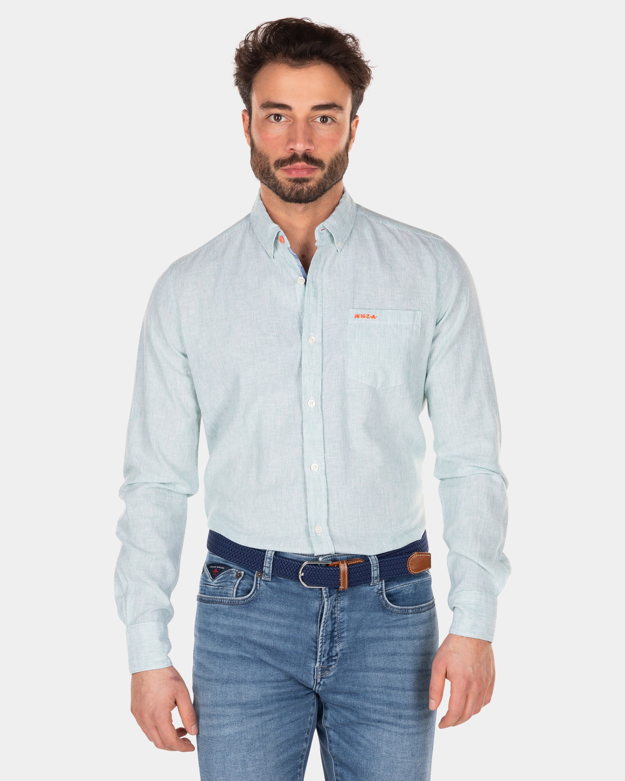 Camisa de algodón con manga larga - Amazon Green Camisa de algodón con manga larga - Amazon Green