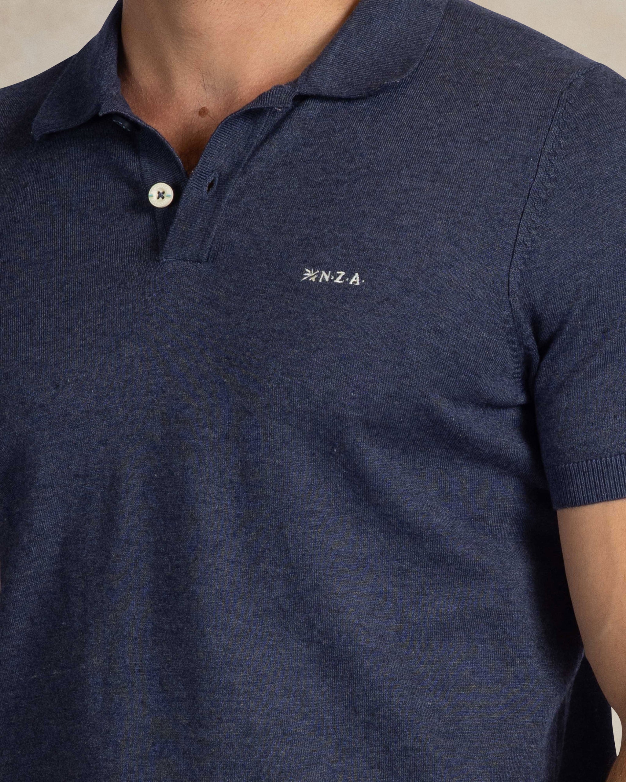 Dark blue knitted stretch polo Dark blue knitted stretch polo