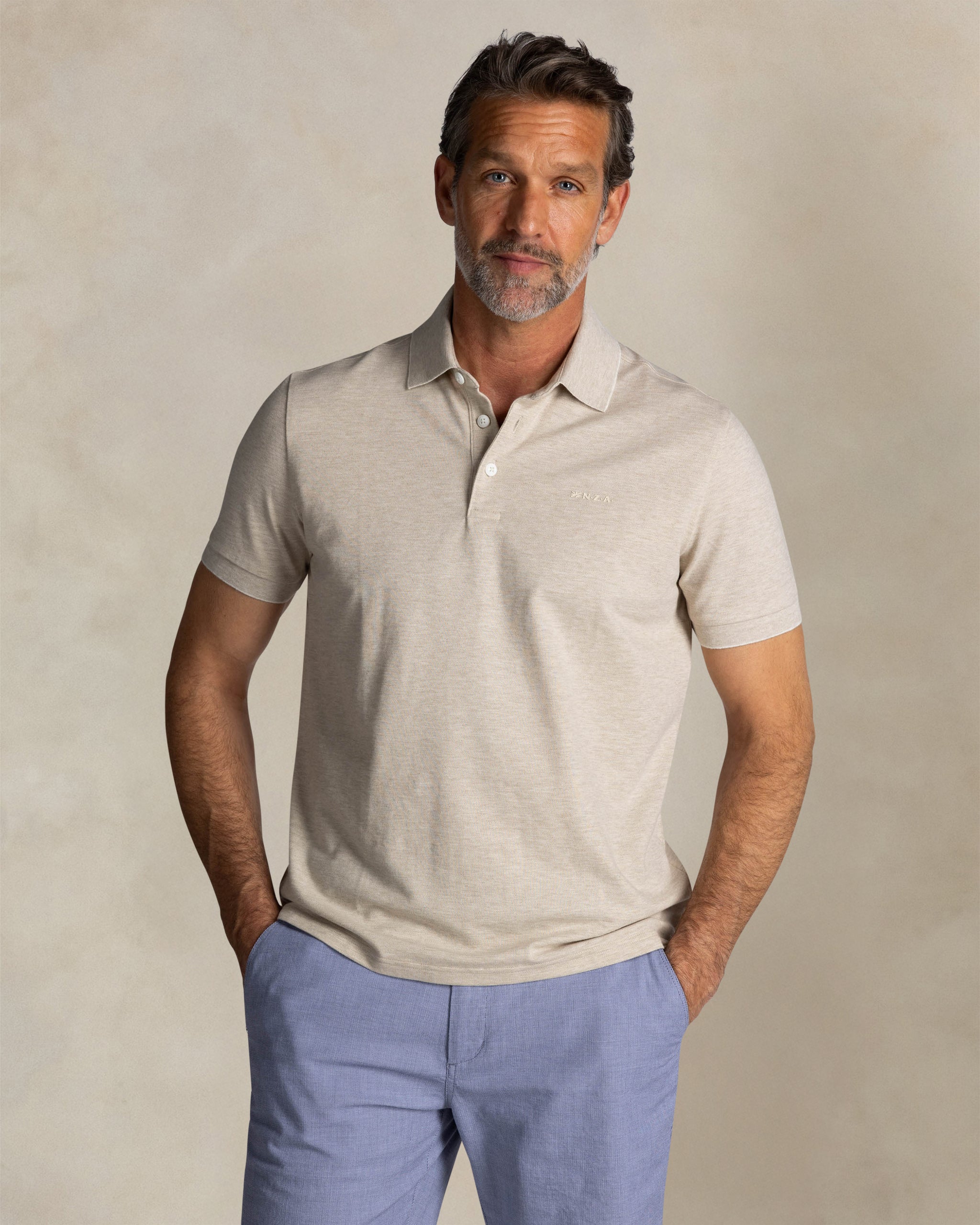 Polo de algodón elástico color crudo Polo de algodón elástico color crudo