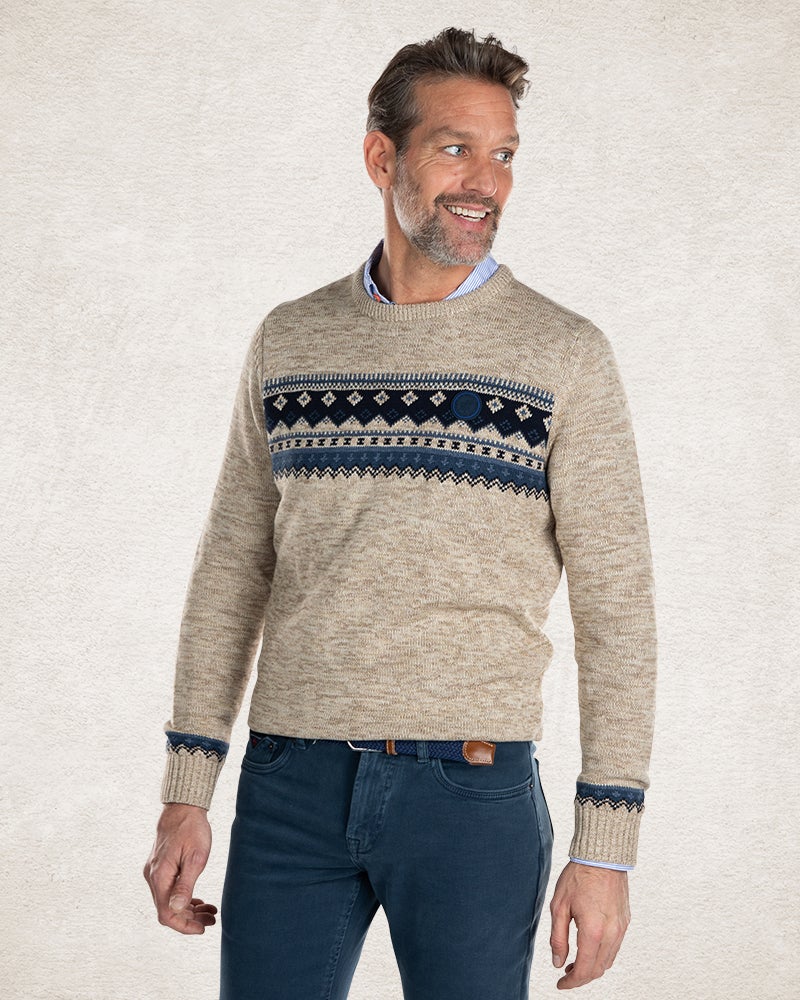 Crew neck knitted pullover - Sahara Sand
