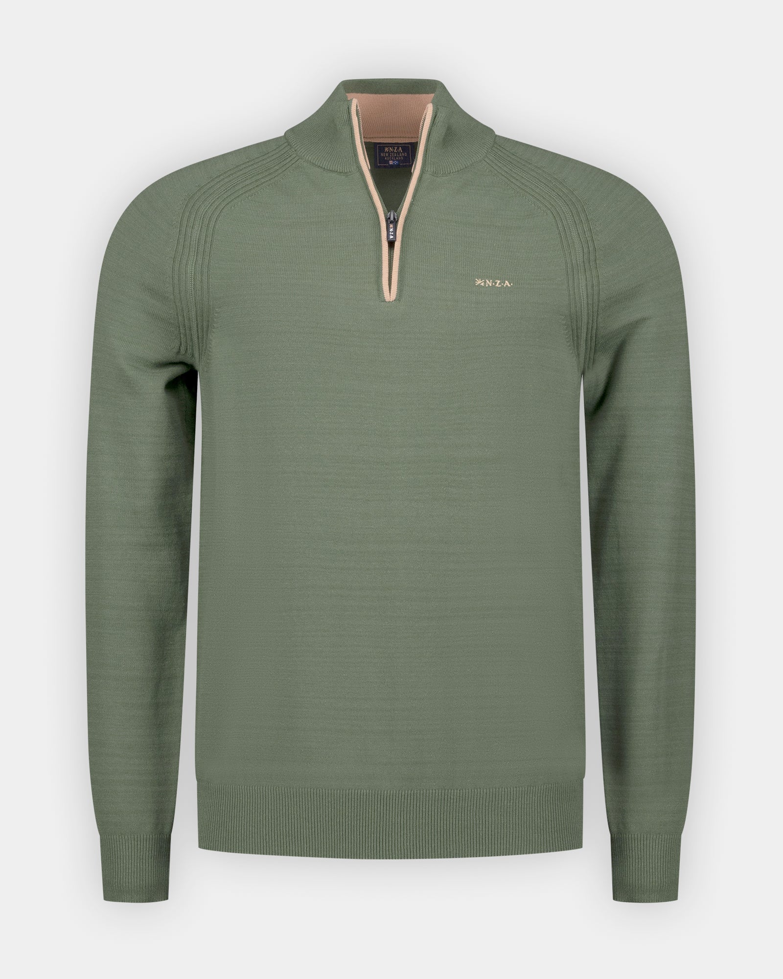 Licht groene katoenen quarter zip trui Licht groene katoenen quarter zip trui