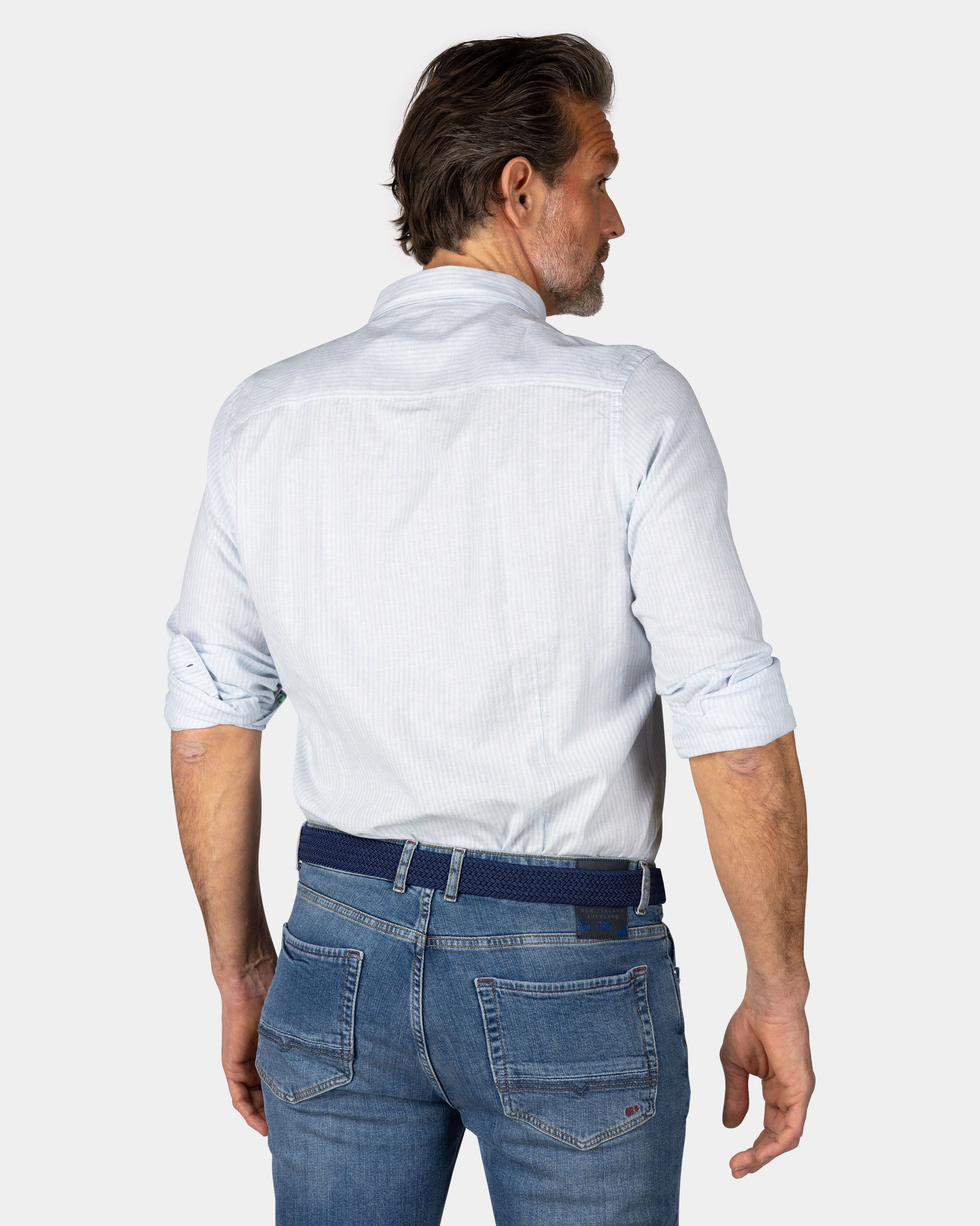 Pastelblauw gestreept linnen overhemd Pastelblauw gestreept linnen overhemd