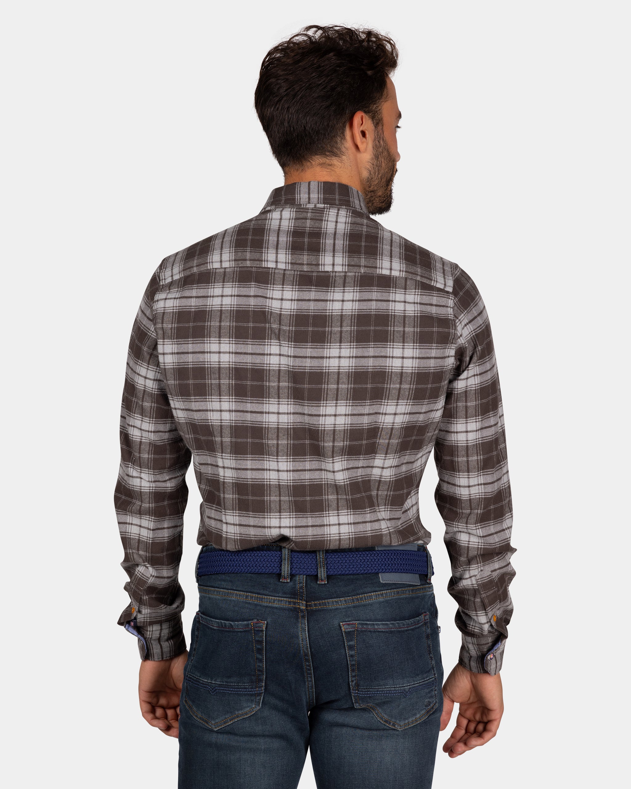 Flannel geruit overhemd donkerbruin met grijs - Dark Mocca Flannel geruit overhemd donkerbruin met grijs - Dark Mocca
