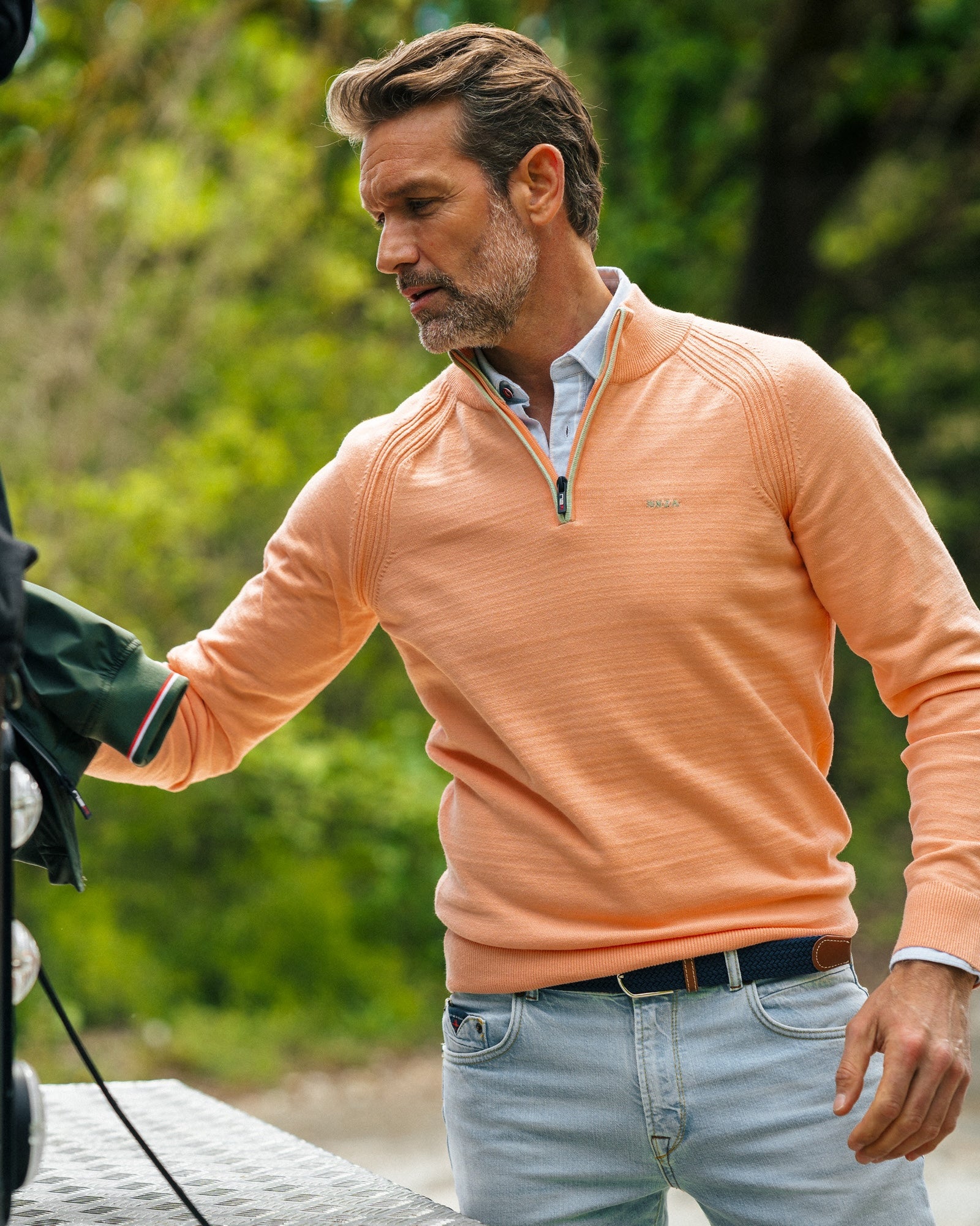 Pullover with half zip in orange Pullover with half zip in orange