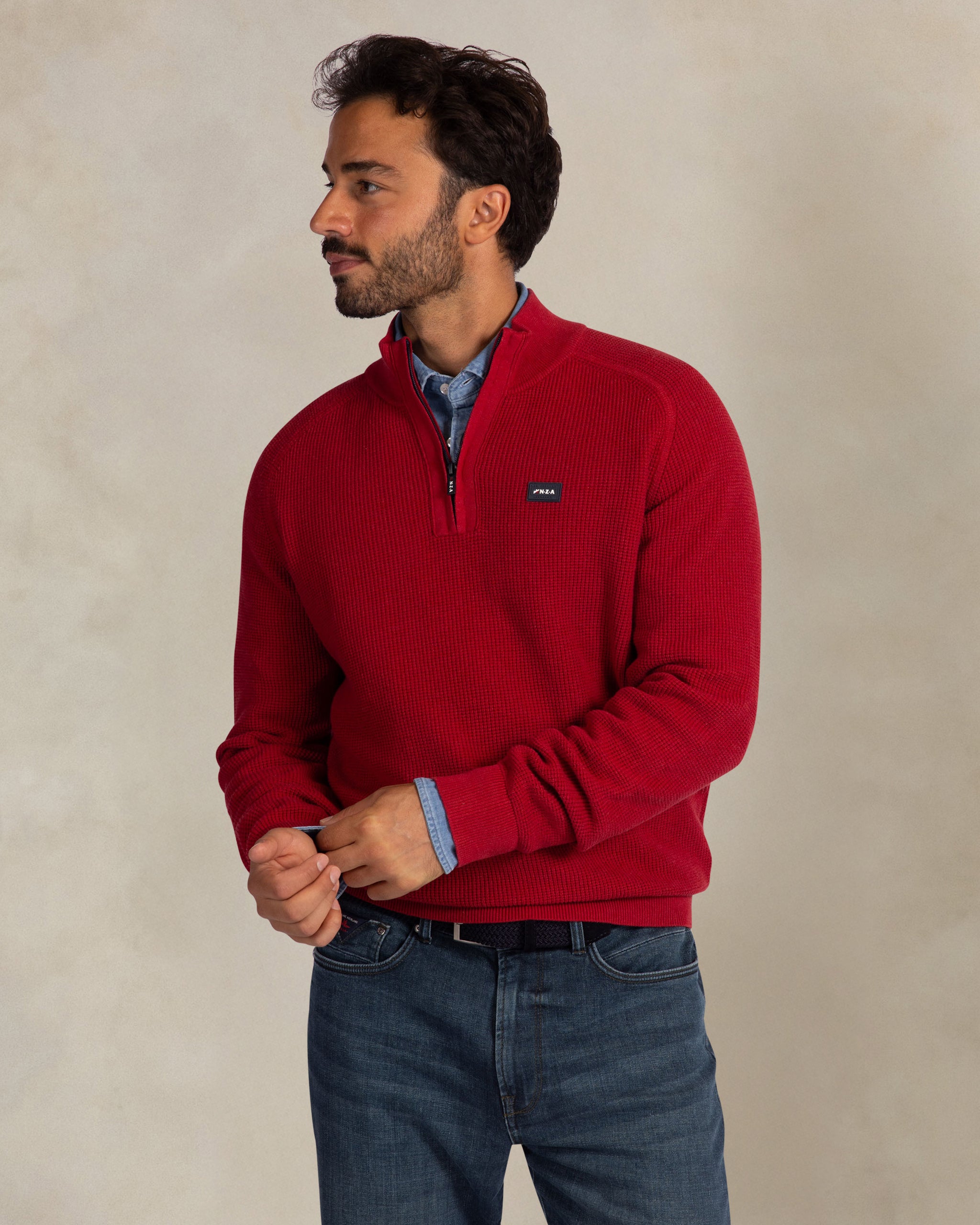 Tricot quart zip 100 % coton Tricot quart zip 100 % coton
