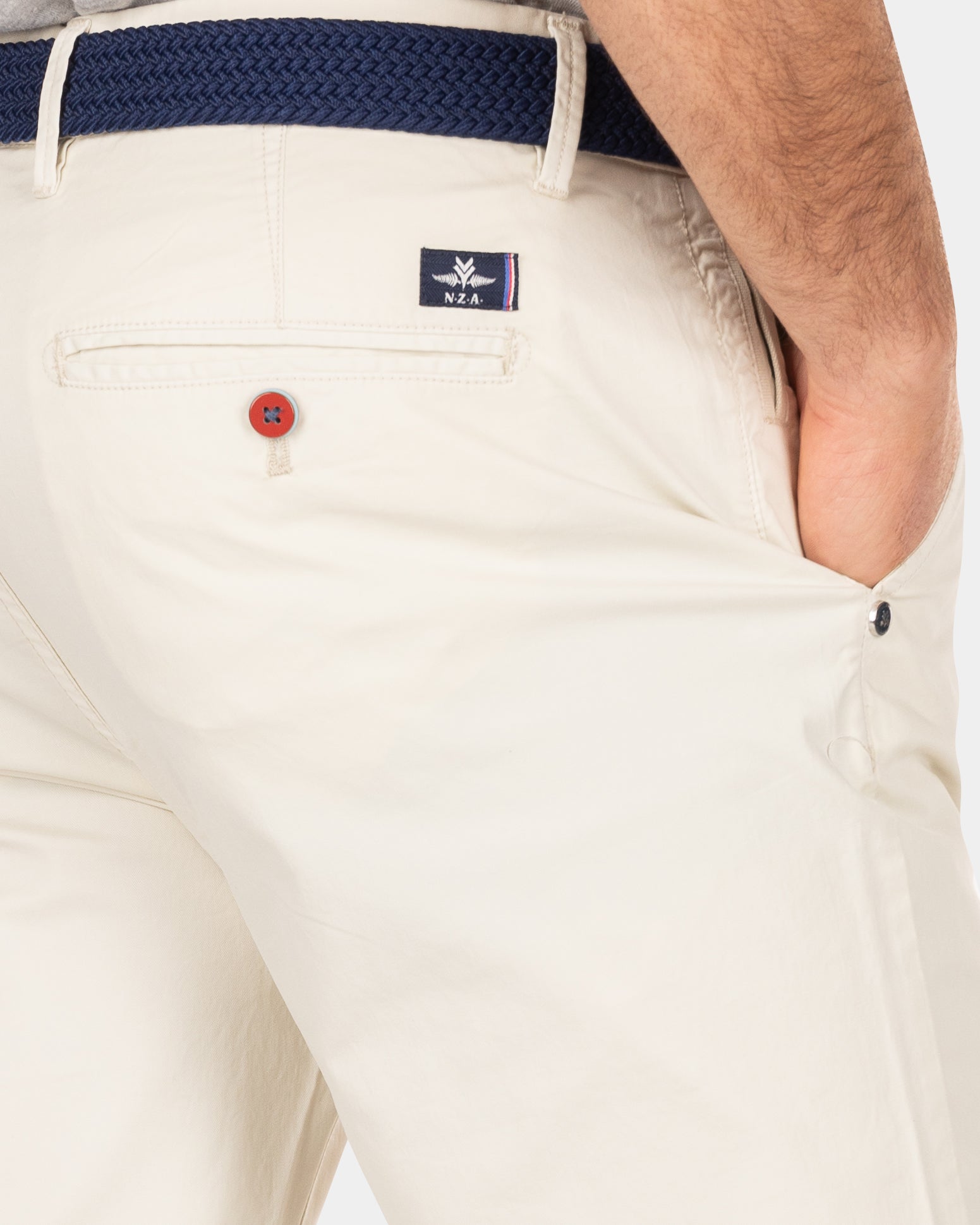 Katoenen chino met stretch - Cream Katoenen chino met stretch - Cream