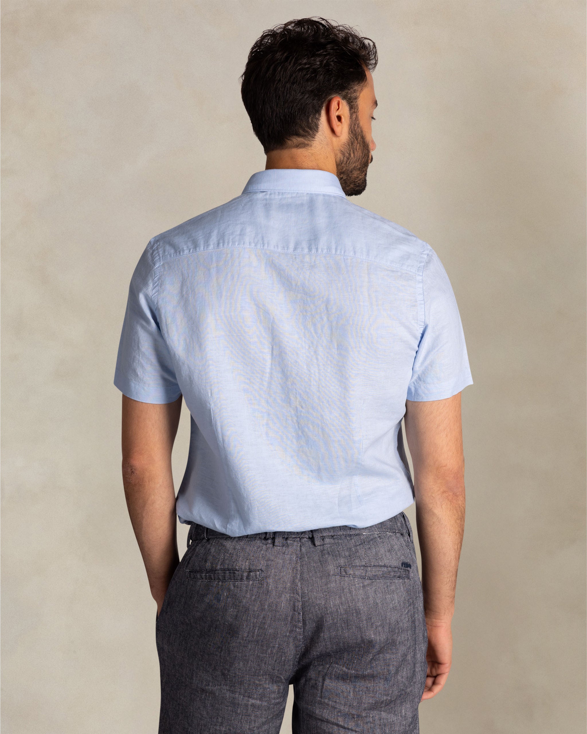 Linen Pastel Blue Short Sleeve Shirt Linen Pastel Blue Short Sleeve Shirt