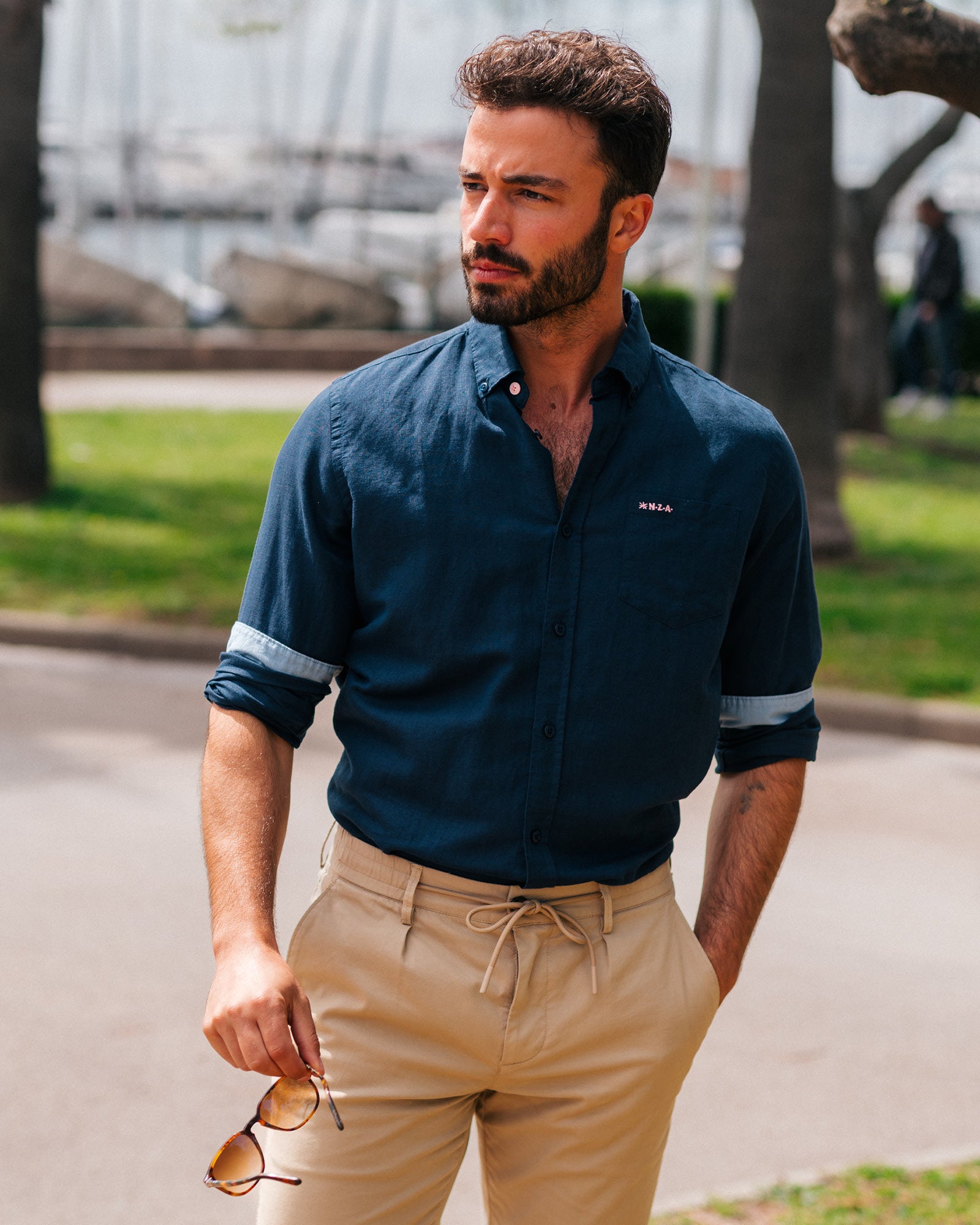 Linen Navy Long Sleeve Shirt Linen Navy Long Sleeve Shirt