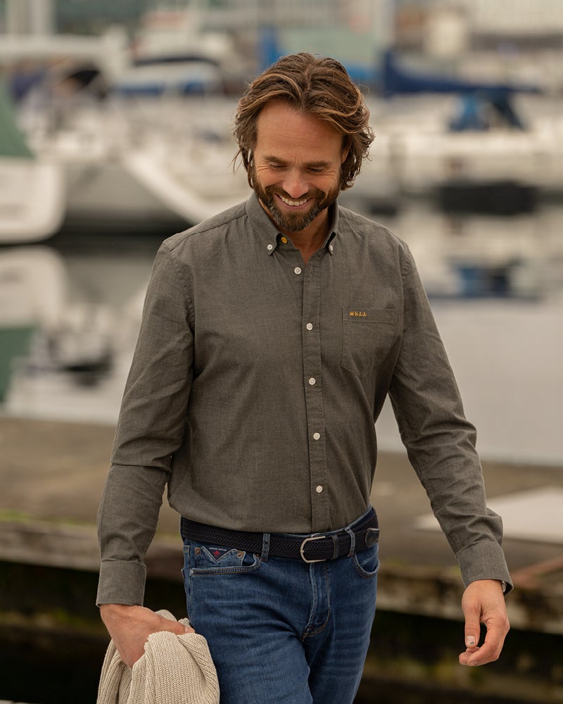 Grijs katoenen stretch overhemd Grijs katoenen stretch overhemd