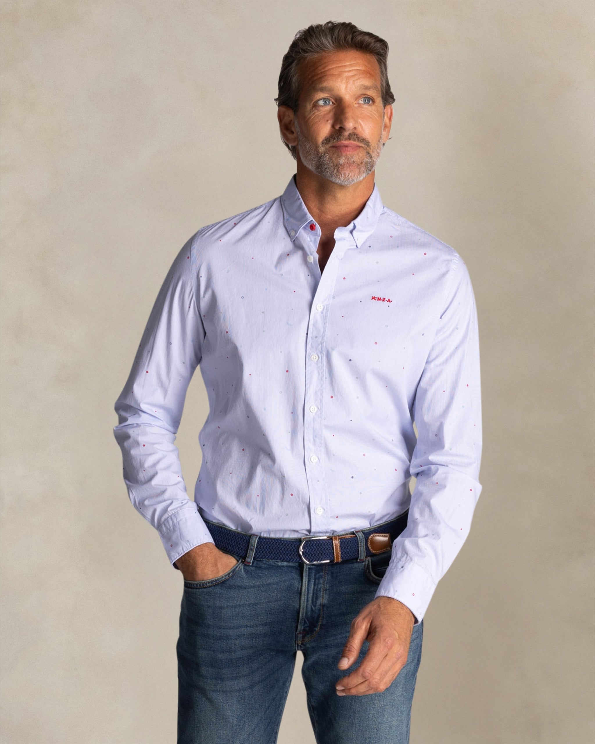 Blue cotton stretch shirt Blue cotton stretch shirt