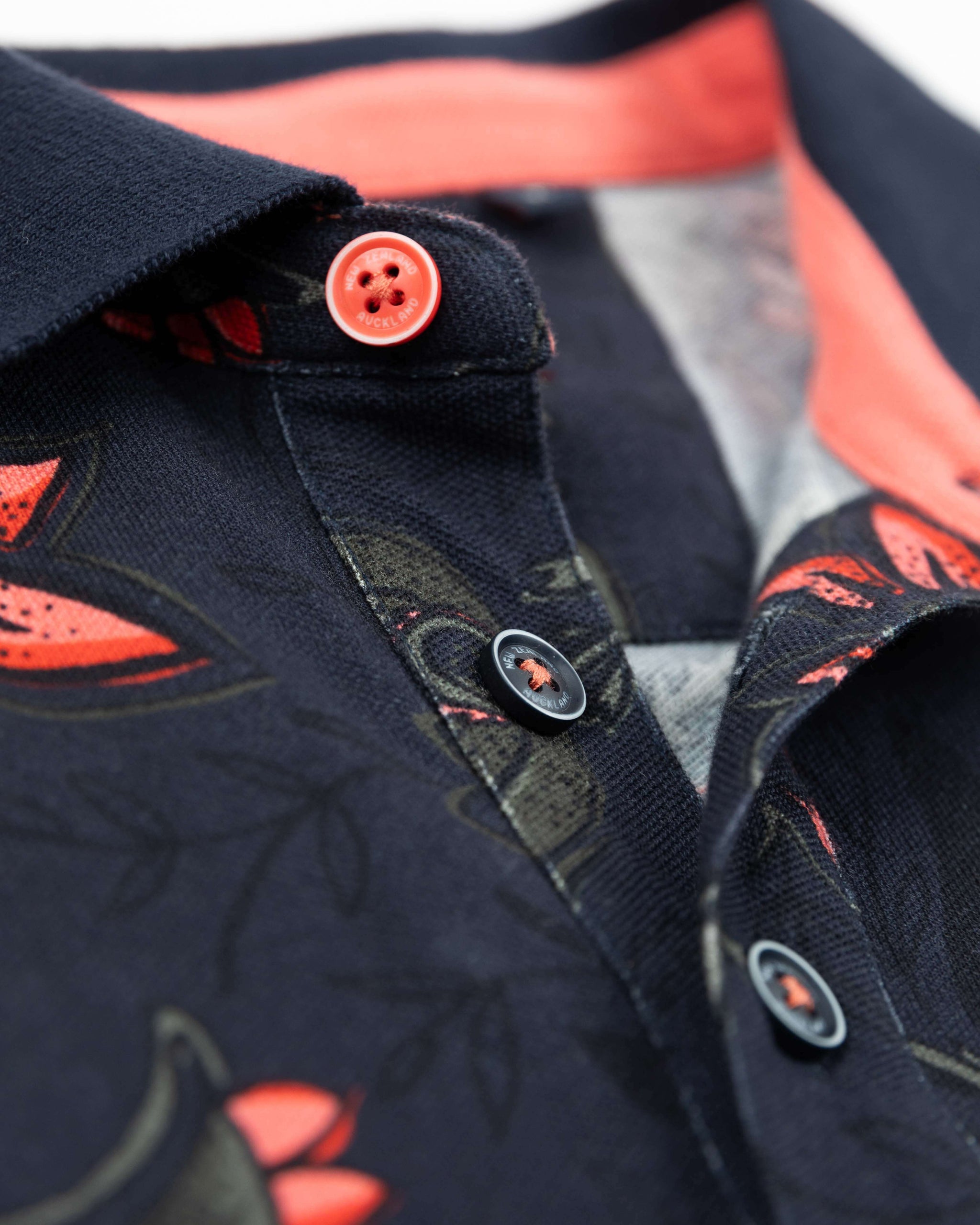 Navy polo with flower print - Traditional Navy Navy polo with flower print - Traditional Navy