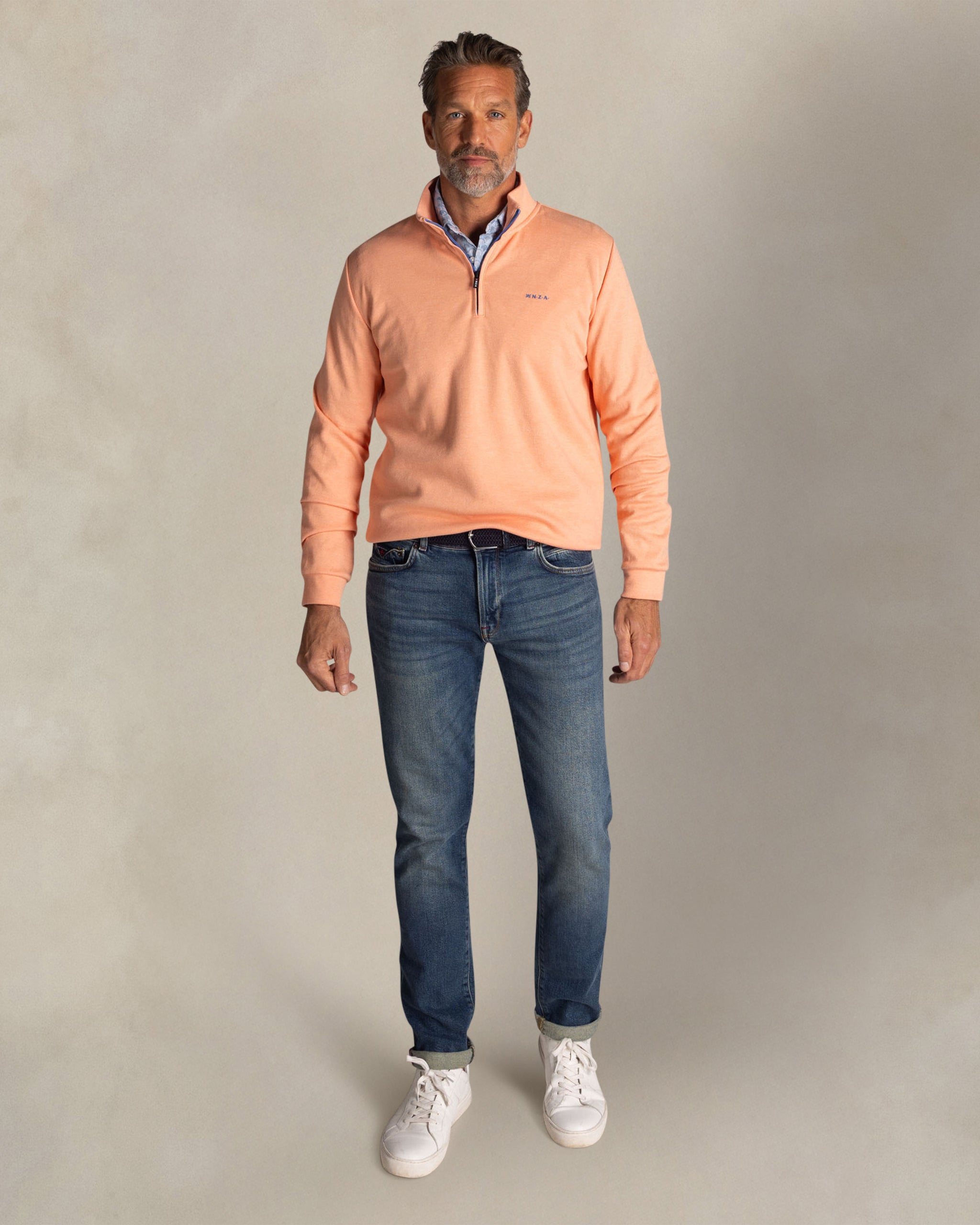 Rode katoenen quarter zip sweater Rode katoenen quarter zip sweater