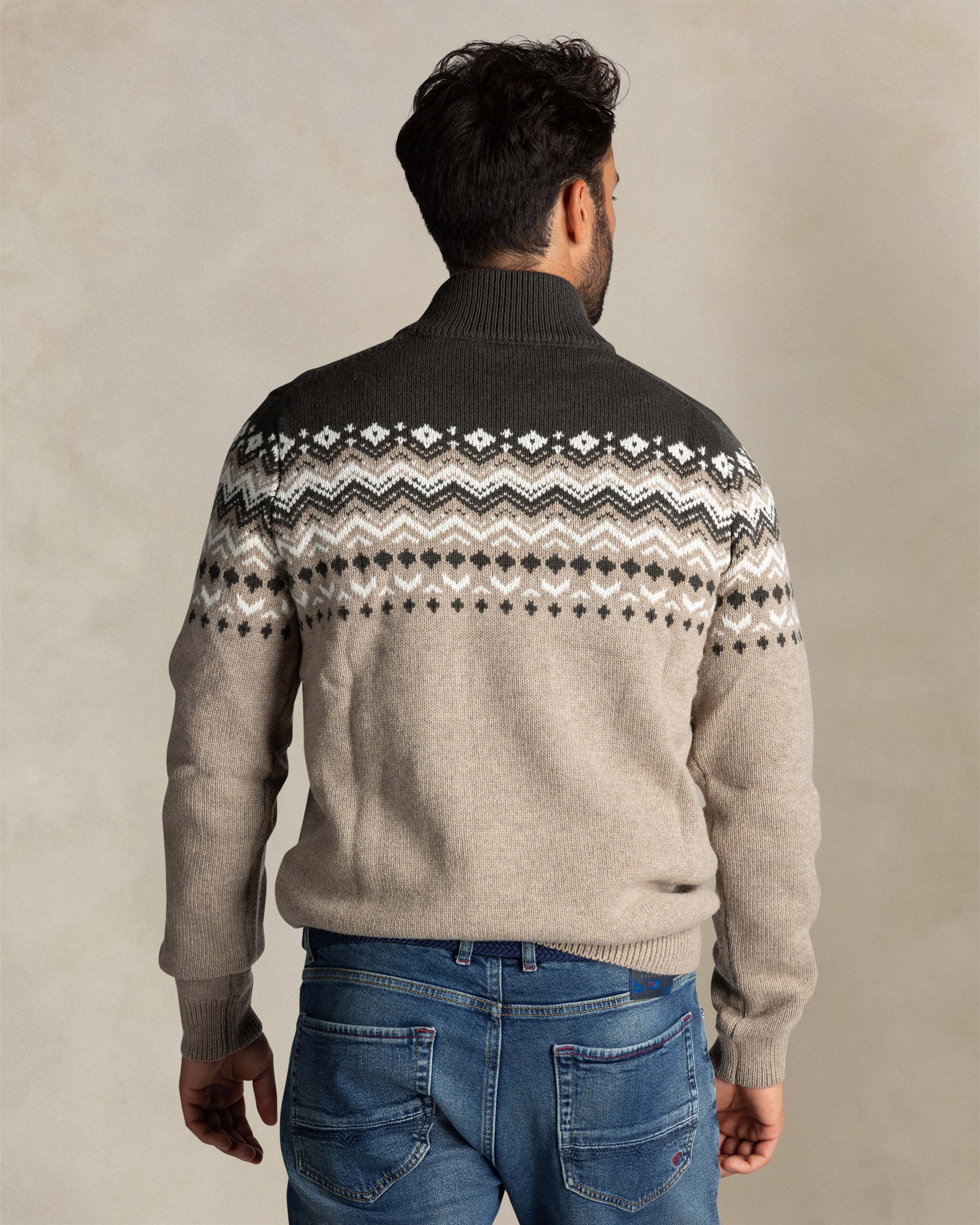 Ecru wollener half-zip-pullover Ecru wollener half-zip-pullover