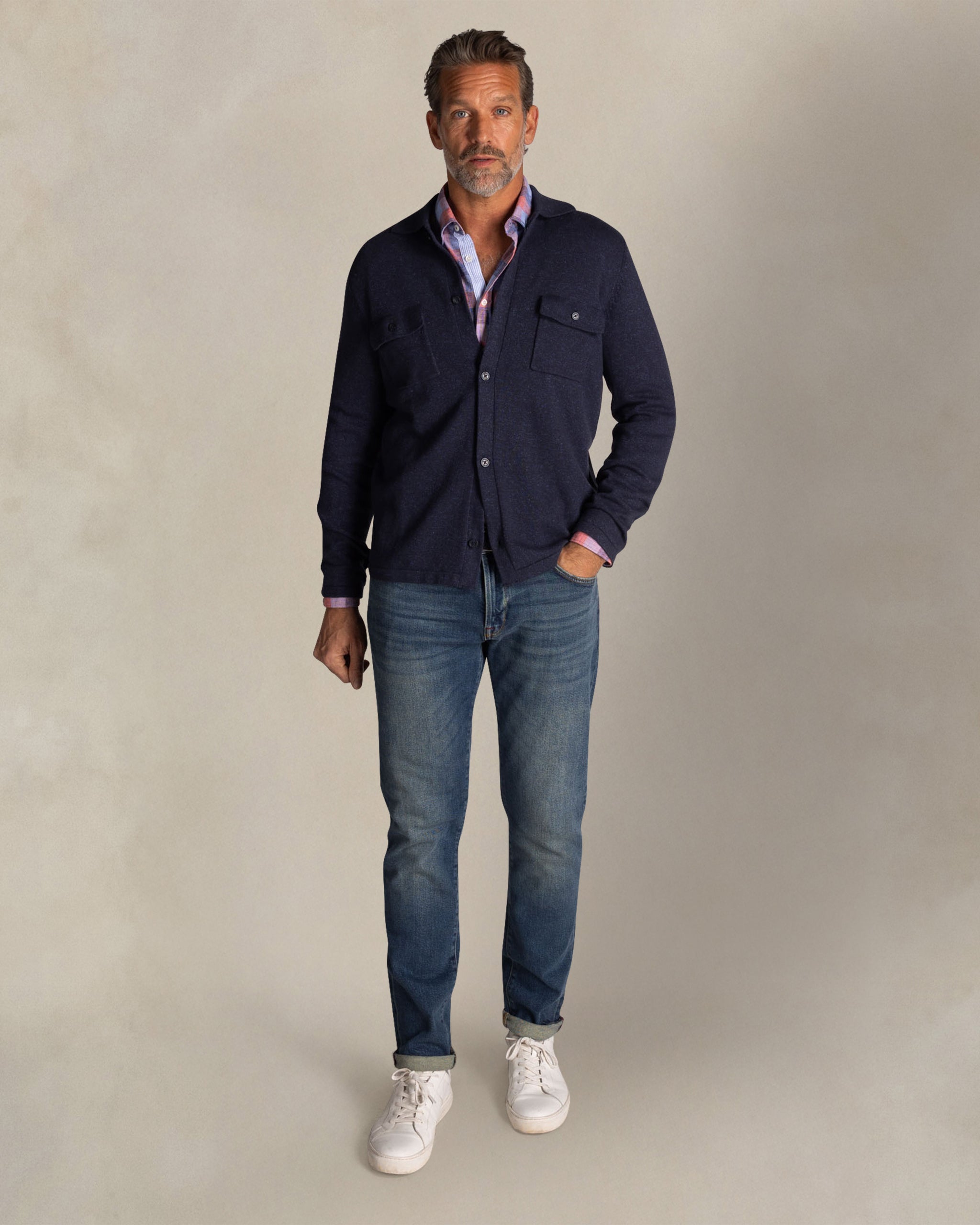 Blauwe katoen overshirt Blauwe katoen overshirt