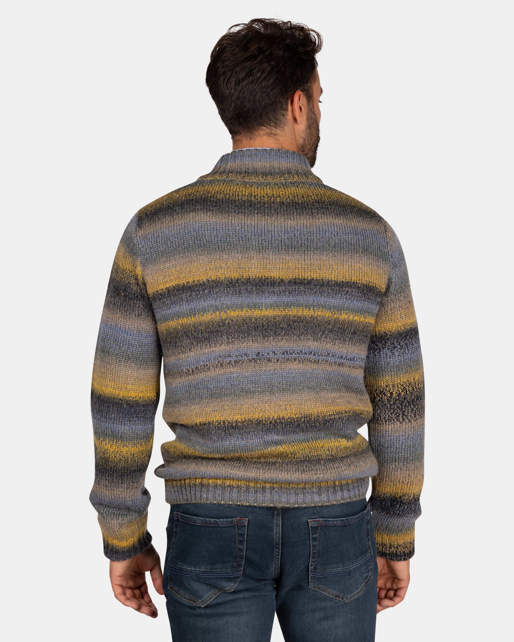 Structured knit sweater in blue, yellow, and black - Chestnut Structured knit sweater in blue, yellow, and black - Chestnut
