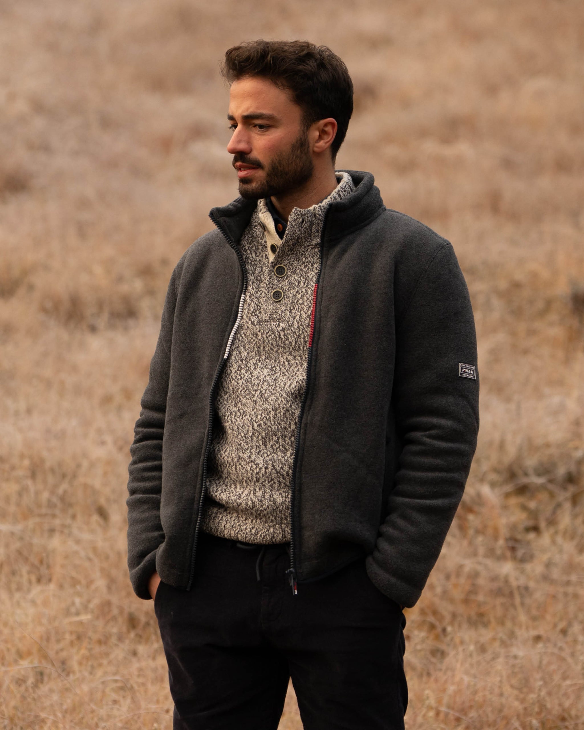 Jersey crudo con media cremallera Jersey crudo con media cremallera