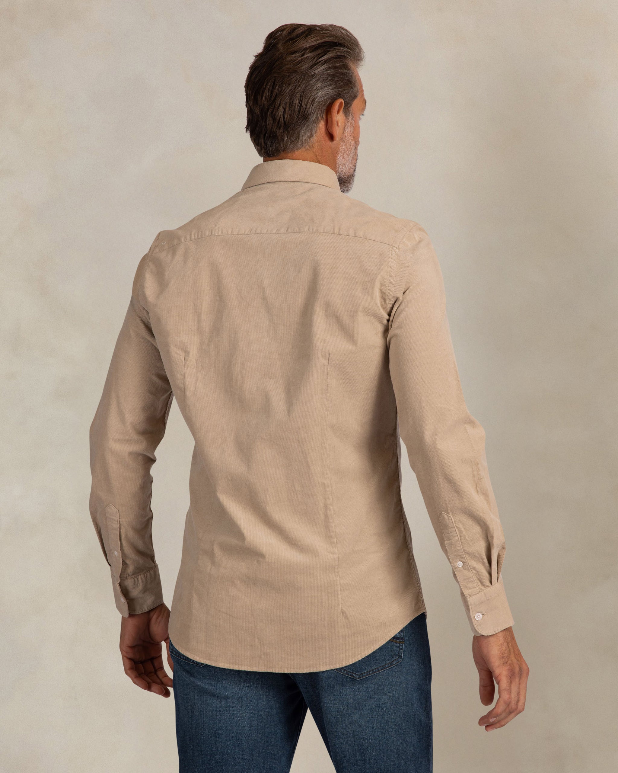 Ecru corduroy stretch shirt Ecru corduroy stretch shirt