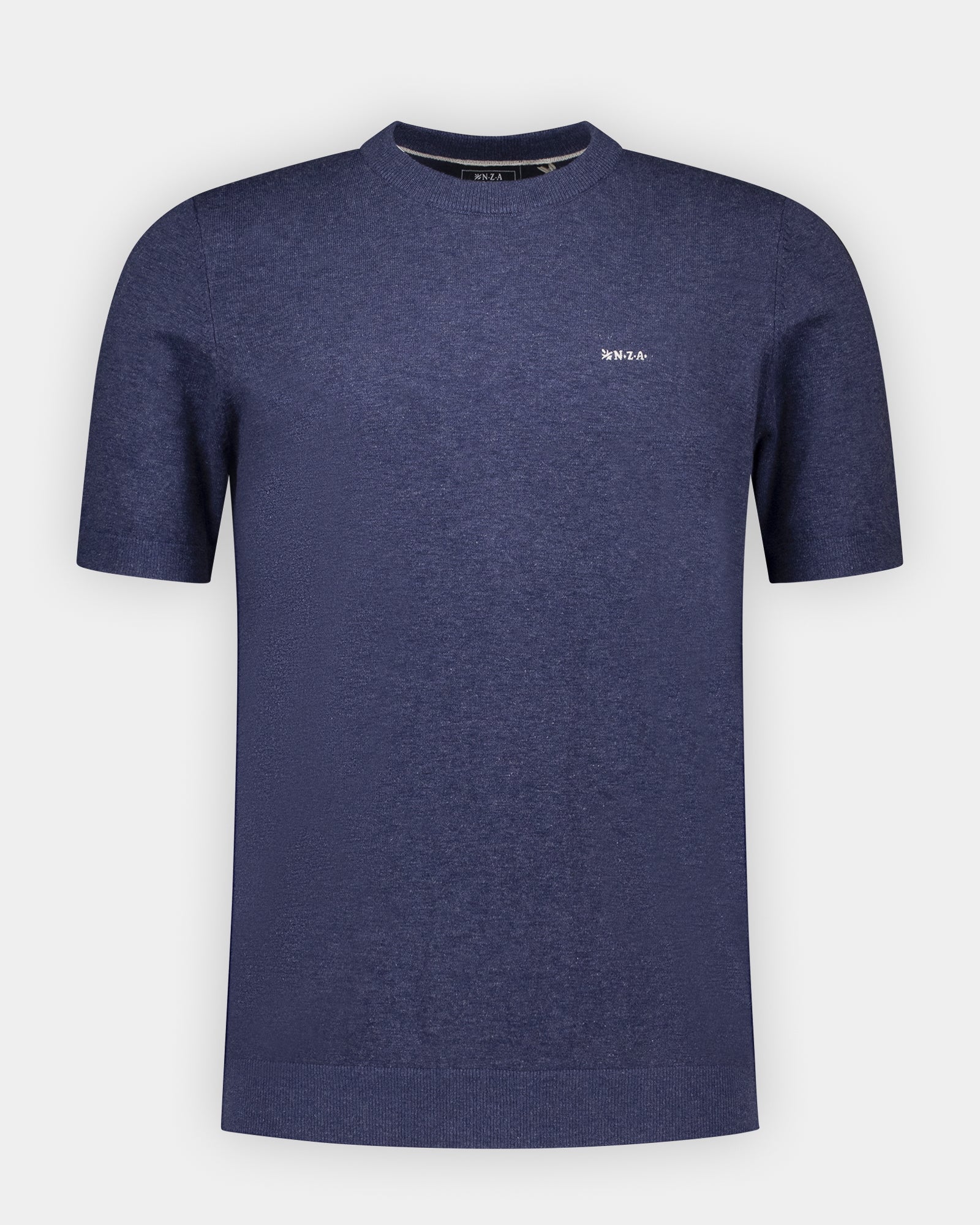 Marineblaue baumwollpullover mit rundhalsausschnitt Marineblaue baumwollpullover mit rundhalsausschnitt