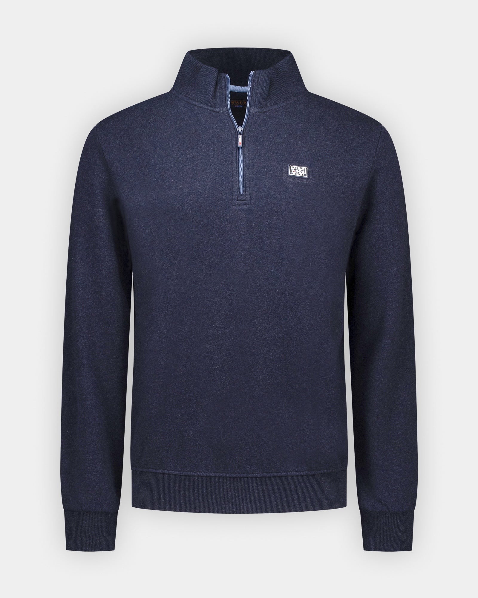 Blauwe katoenen half zip trui Blauwe katoenen half zip trui