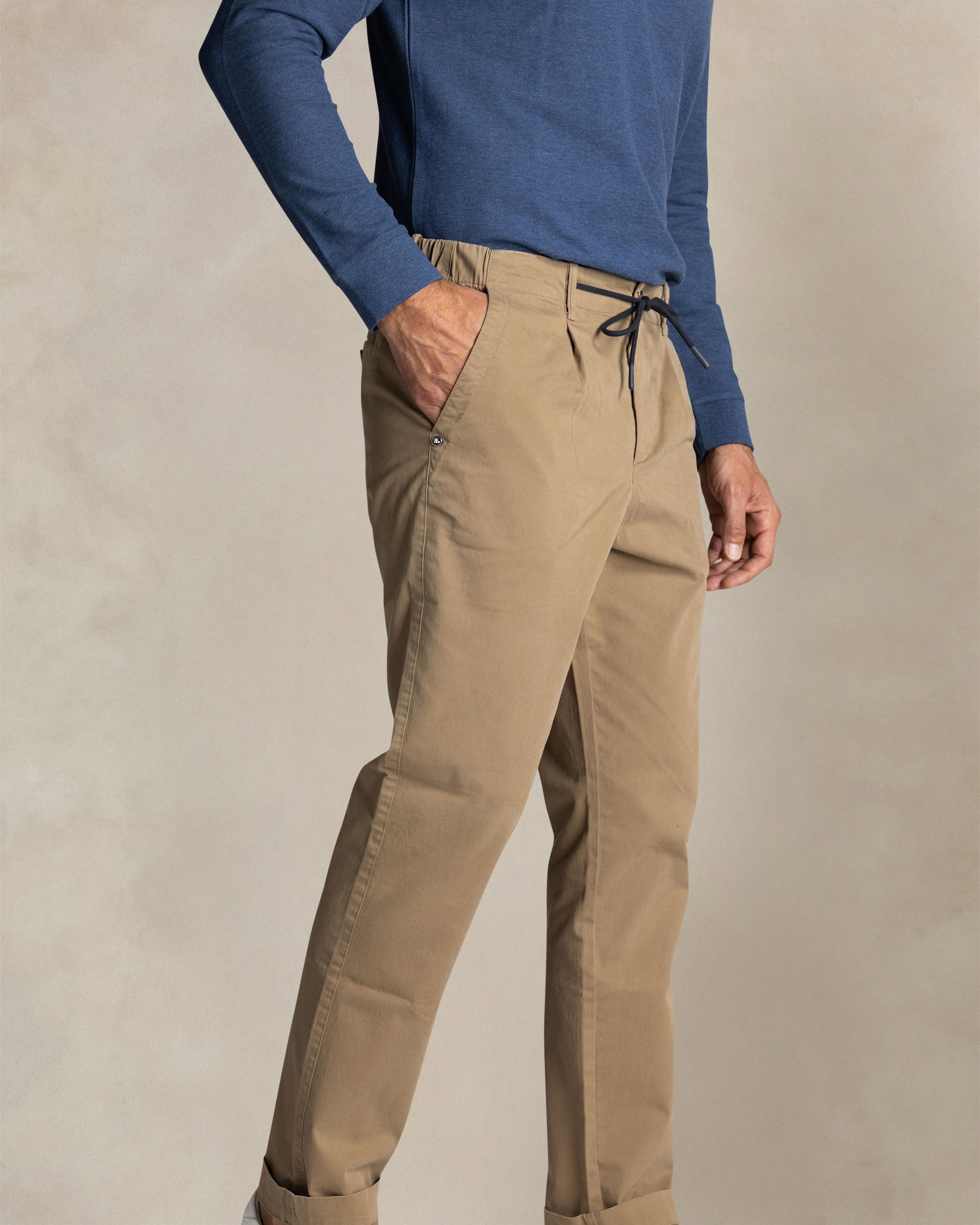 Ecru cotton stretch trousers Ecru cotton stretch trousers