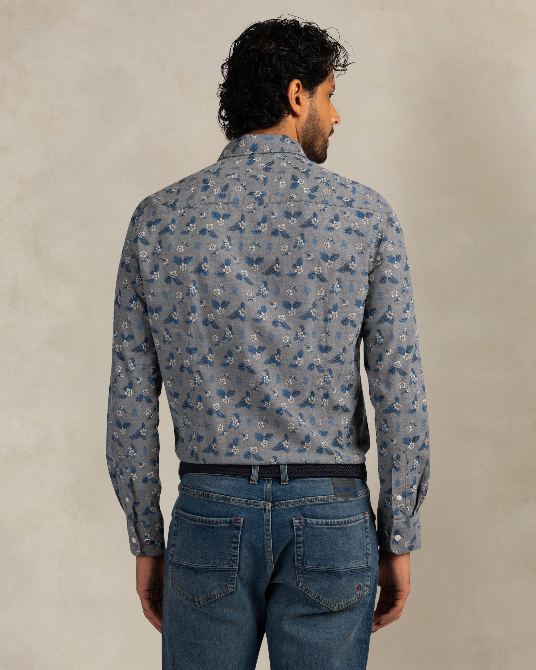 Dark blue cotton stretch shirt Dark blue cotton stretch shirt