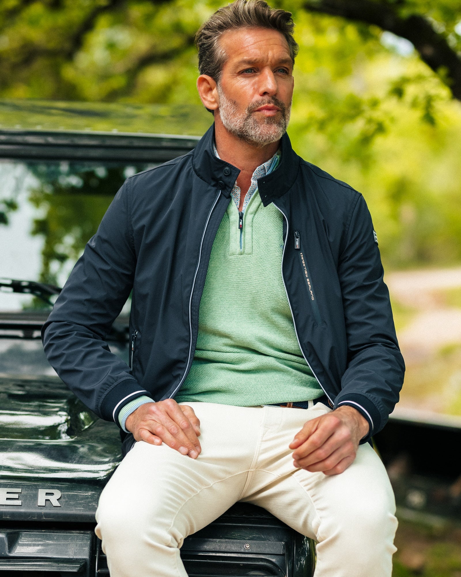 Navy bomber jacket with stretch Navy bomber jacket with stretch