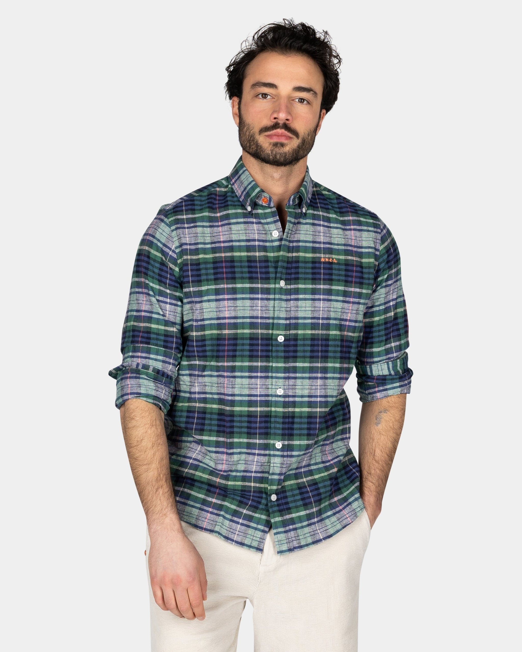 Navy Green Purple Checked Shirt Navy Green Purple Checked Shirt