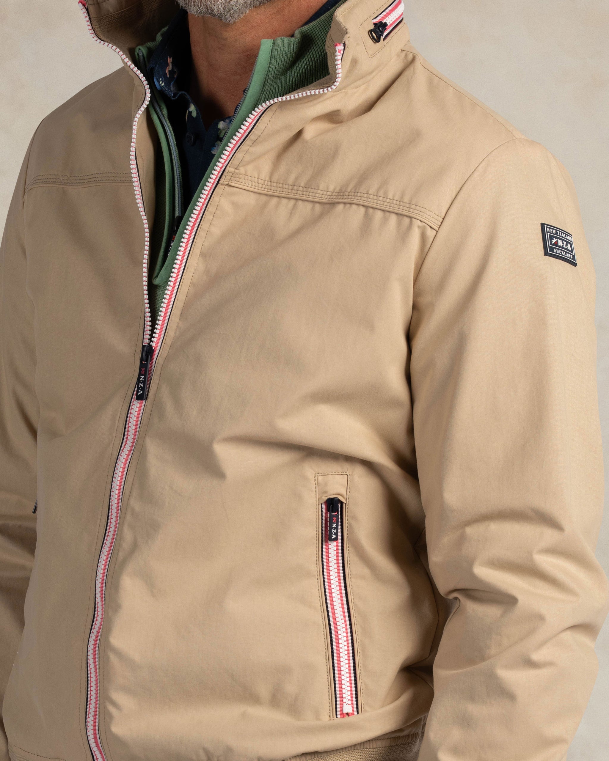 Ecru katoenen jas met rits Ecru katoenen jas met rits