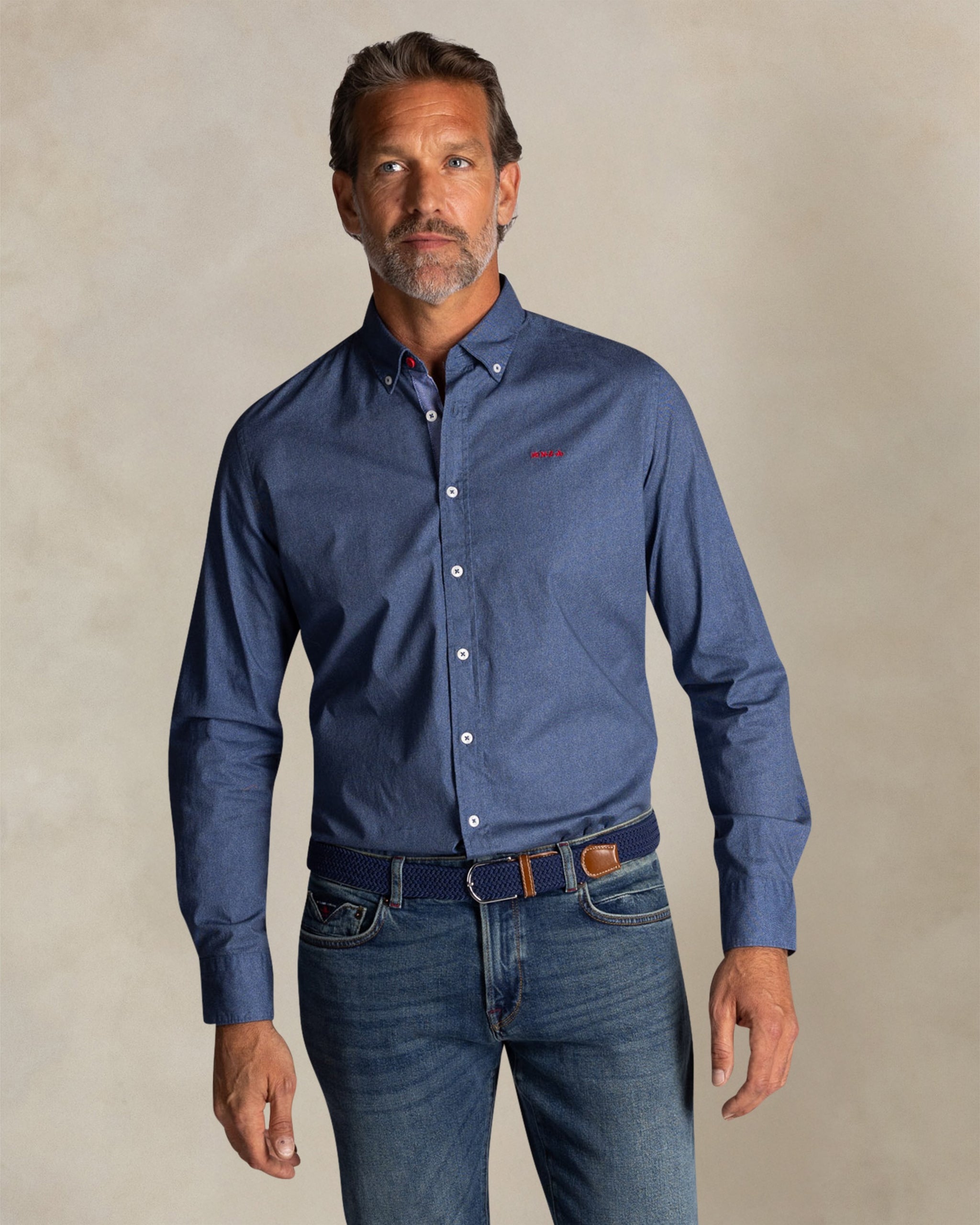 Blaues stretch-baumwollhemd Blaues stretch-baumwollhemd