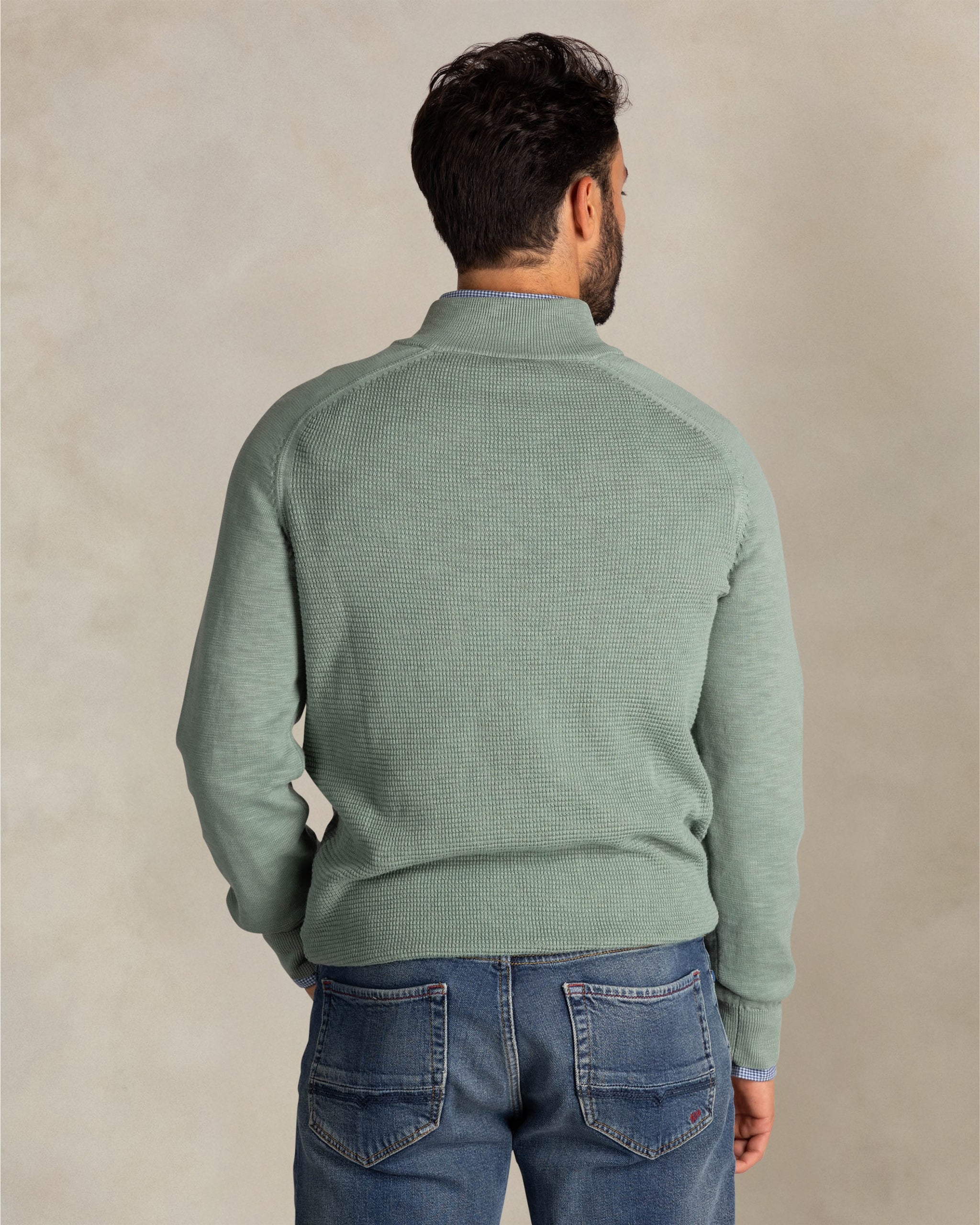 Groene katoenen half zip trui Groene katoenen half zip trui