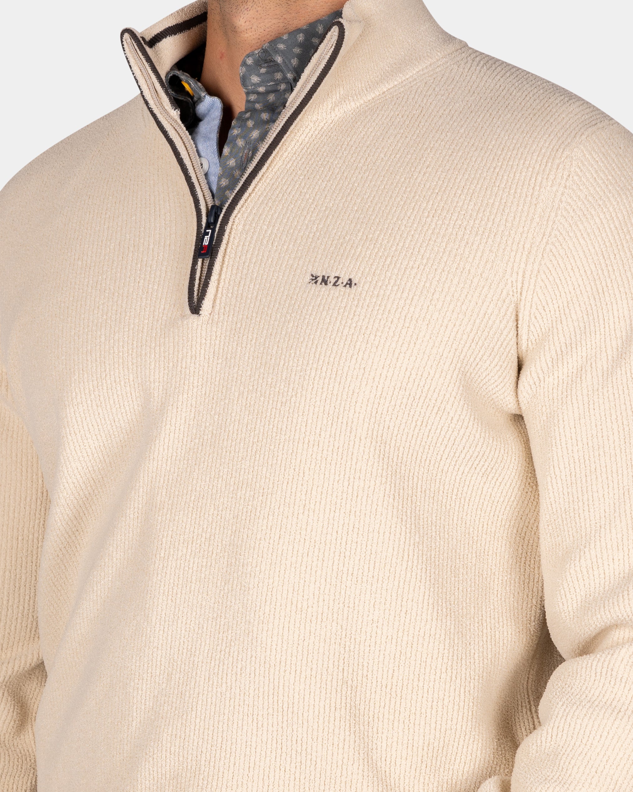 Lichtbruine chenille trui met halve rits - Chestnut Lichtbruine chenille trui met halve rits - Chestnut