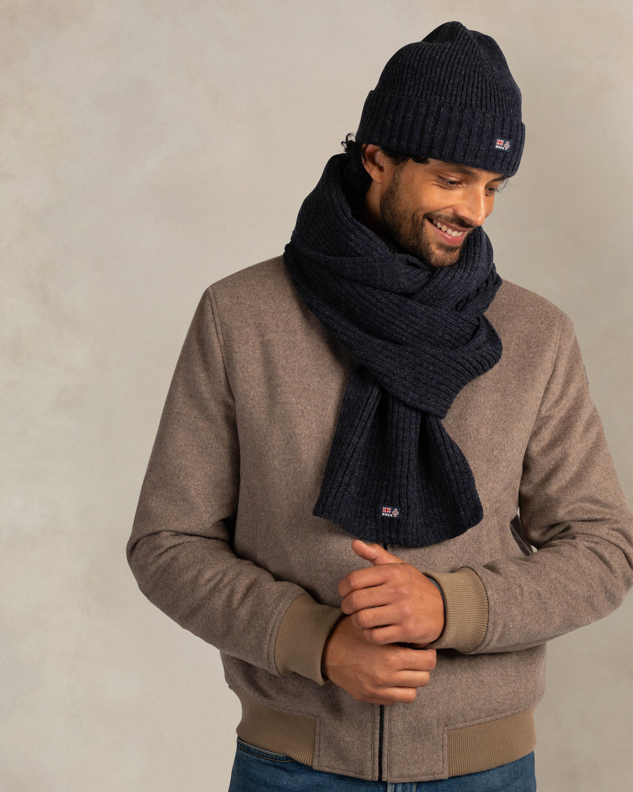 Dark blue wool-blend beanie Dark blue wool-blend beanie