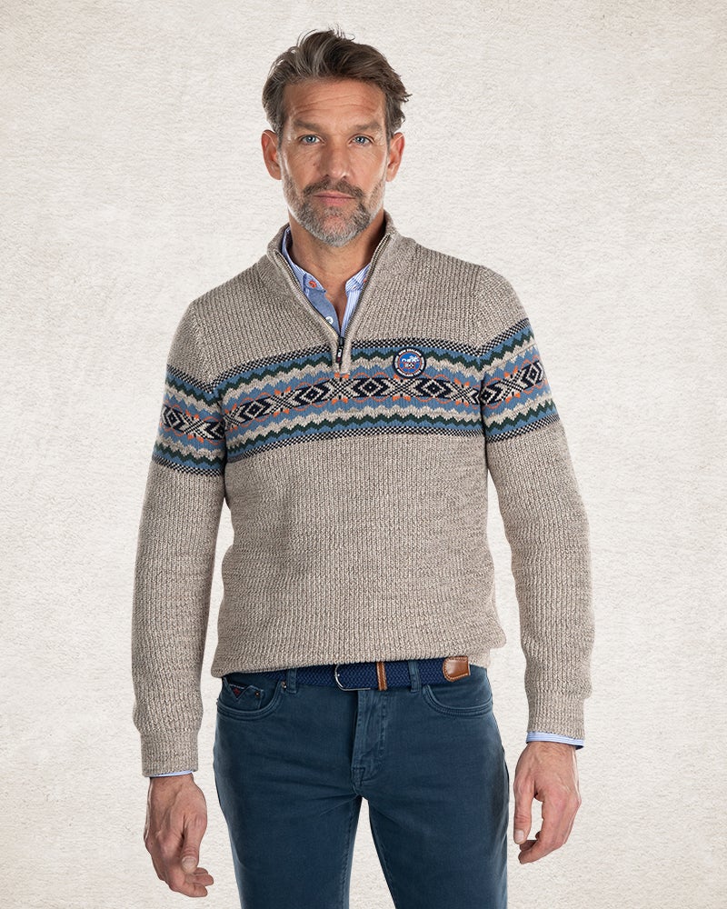Half zip knitted pullover - Sahara Sand