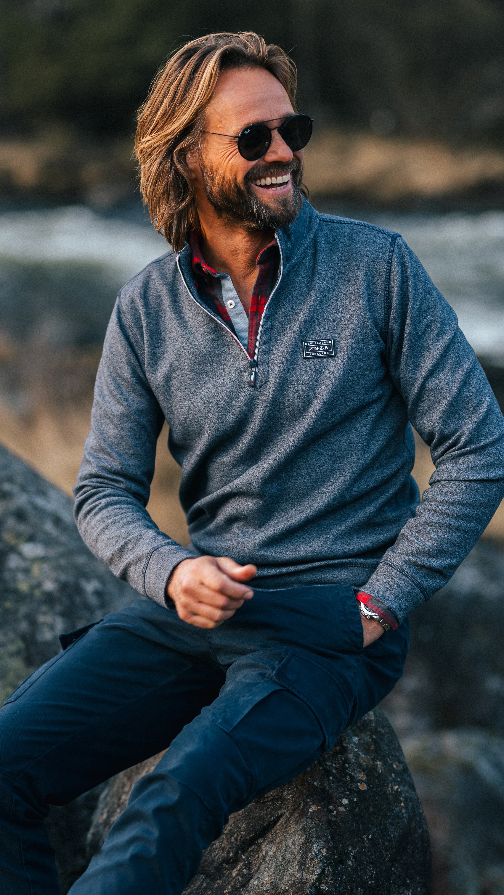 Sportieve donkerblauwe trui met halve rits - Winter Navy Sportieve donkerblauwe trui met halve rits - Winter Navy