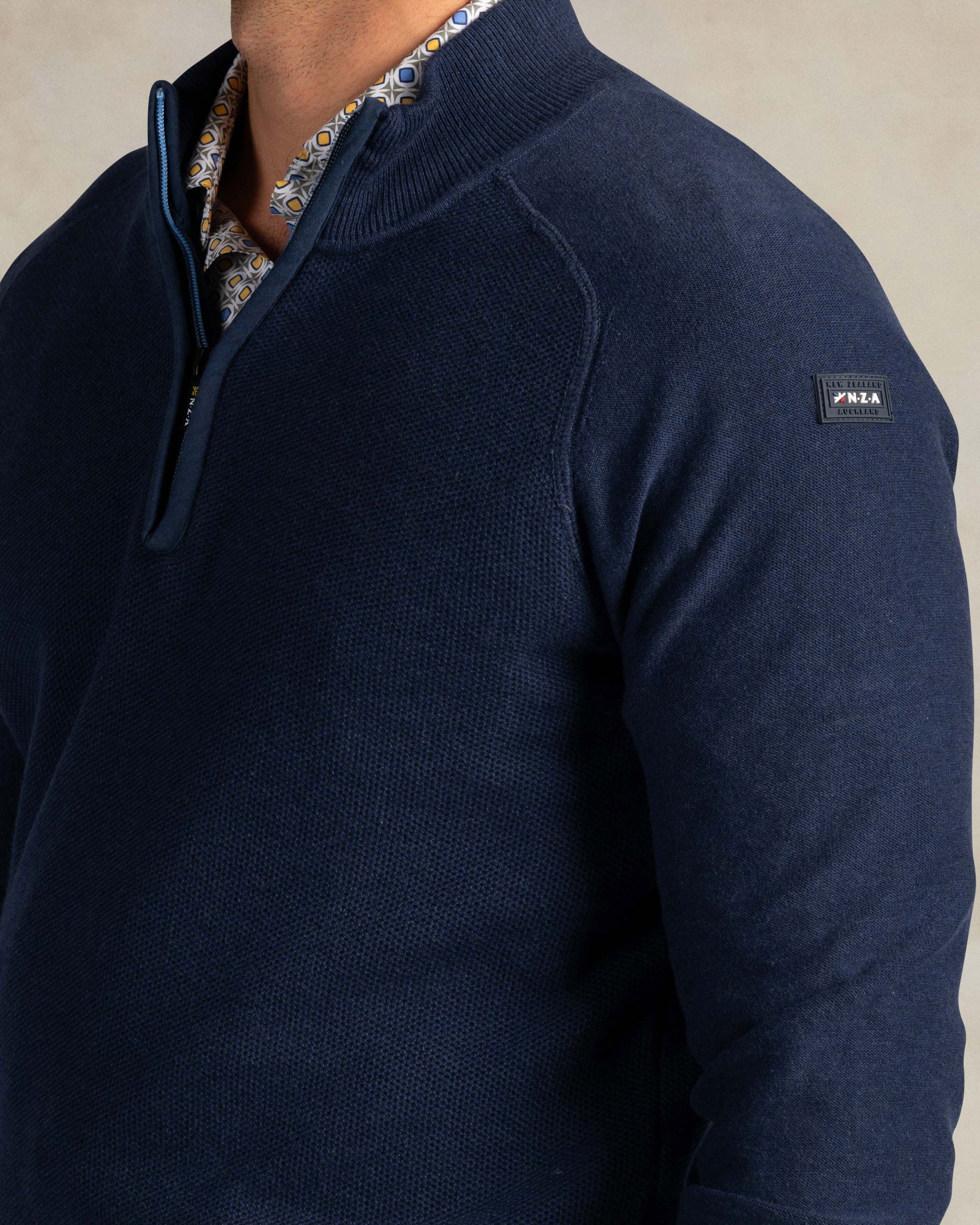 Dark blue 100% cotton quarter zip pullover Dark blue 100% cotton quarter zip pullover